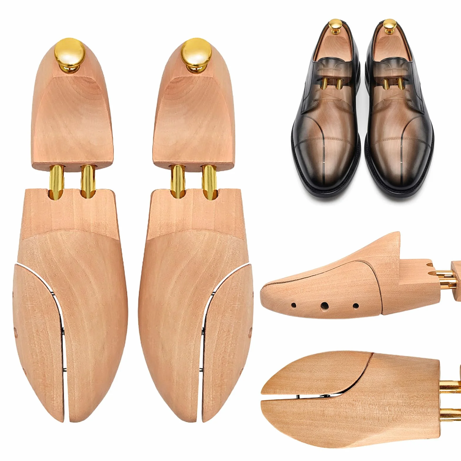 Horma de Zapatos de Madera de Pino para Hombre y Mujer, Moldeador y Ensanchador de Zapatos, Prolonga la Vida Útil y Mantiene la Forma, Diseño Elegante, 1 Par de Hormas de Alta Calidad