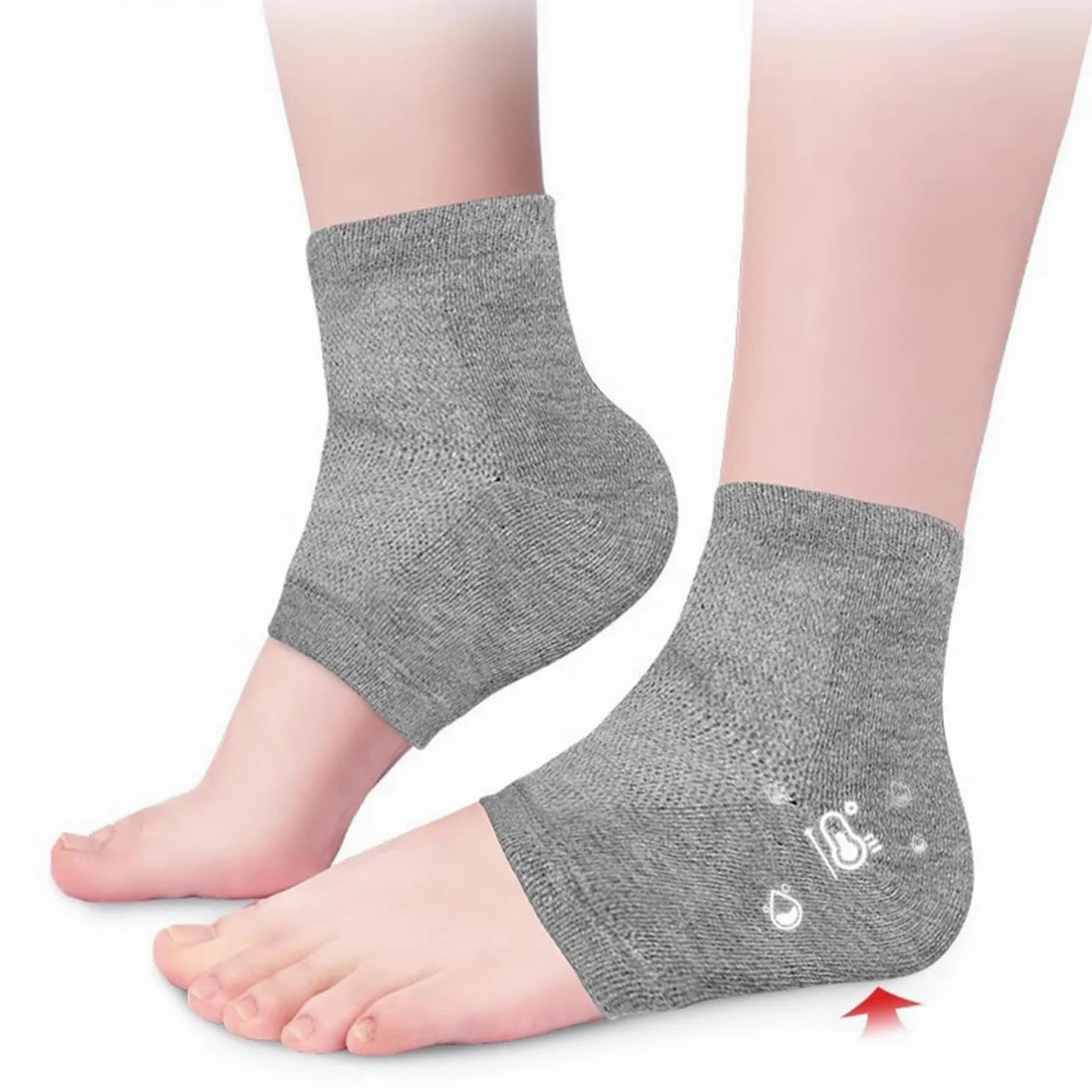 Paquete de 4 calcetines deportivos de silicona para niños con sensibilidad al talón de enfermedades severas, fascitis plantar, espolones de talón, niños 2-7 mujeres 4-8