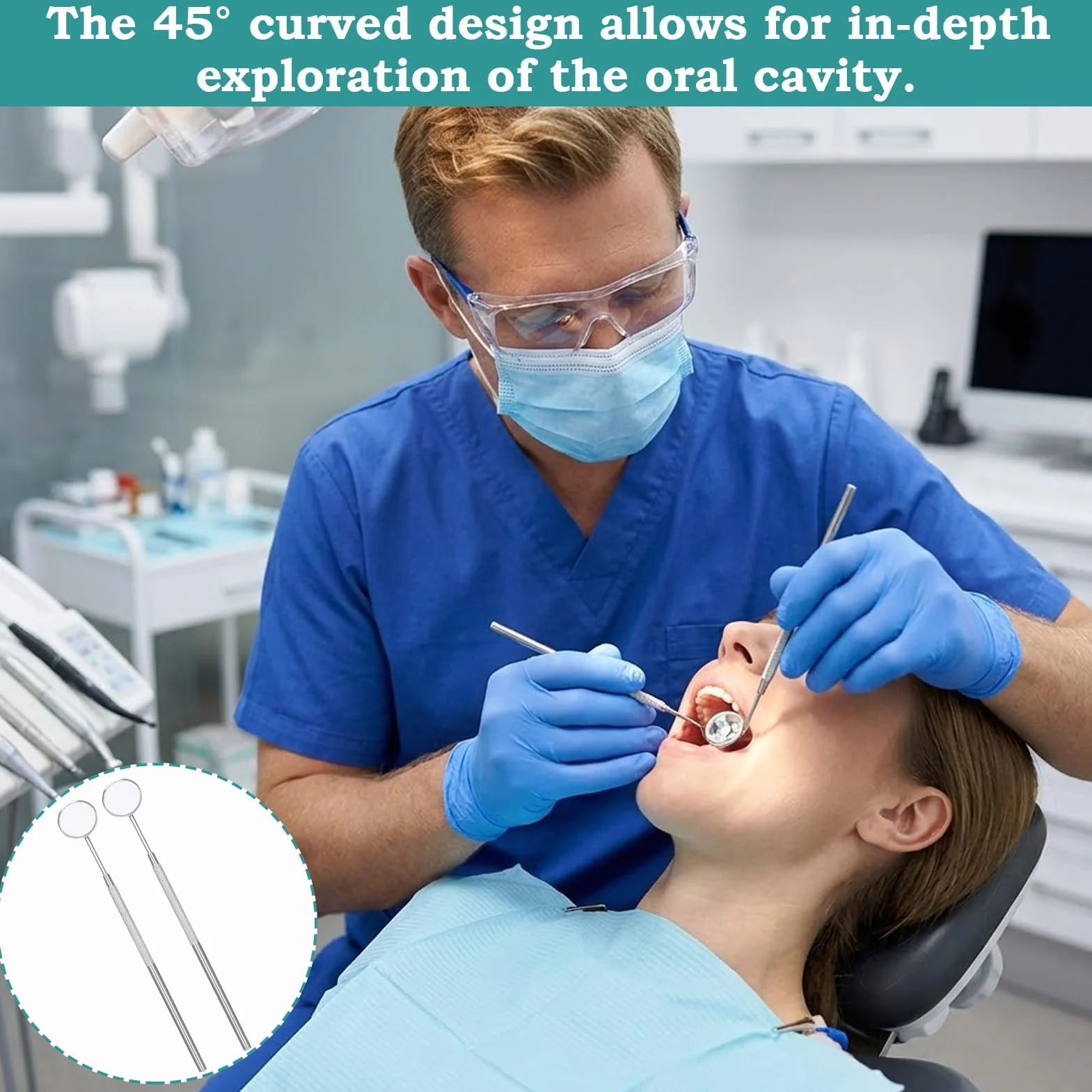 Espejo dental profesional de acero inoxidable Nº 5 autoclave