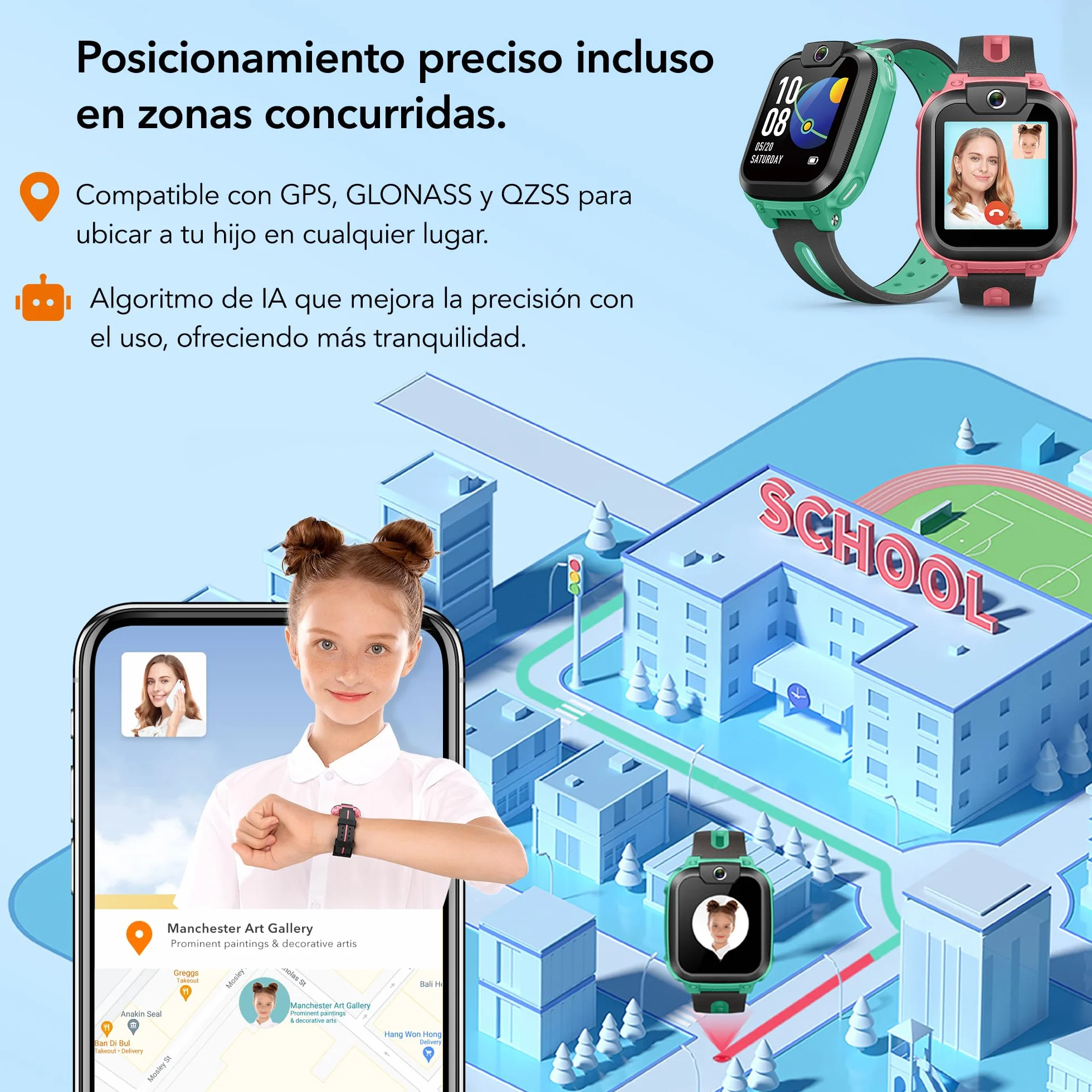 imoo Z1 Reloj Inteligente Niño 4G, Reloj Niño con Videollamada, Reloj GPS Niños con Llamada, Chat, SOS, Smartwatch Niños con Class Mode, Waterproof IPX8, Relojes Niña Watch -Verde