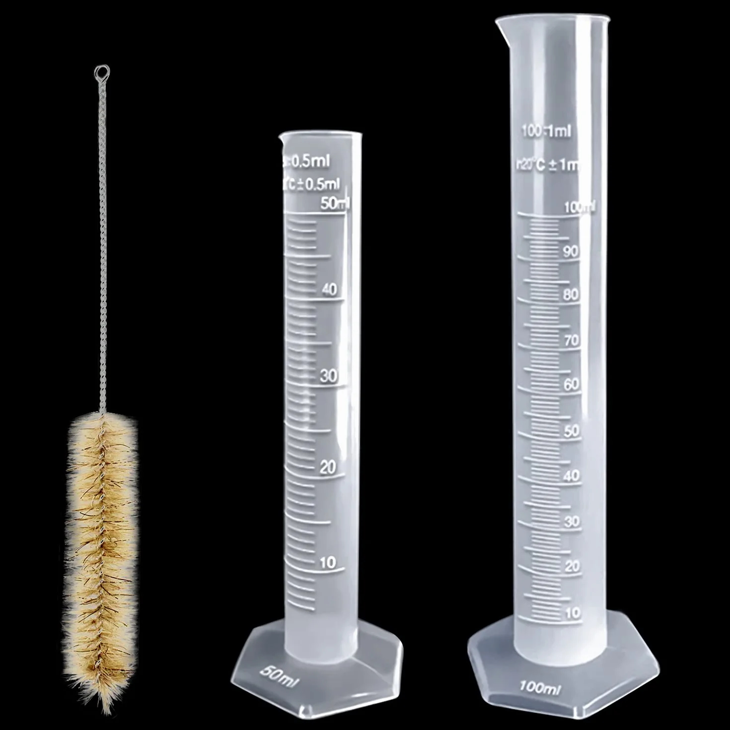 Cilindro Graduado de Plástico 50 ml 100 ml Probeta para Laboratorio Científico