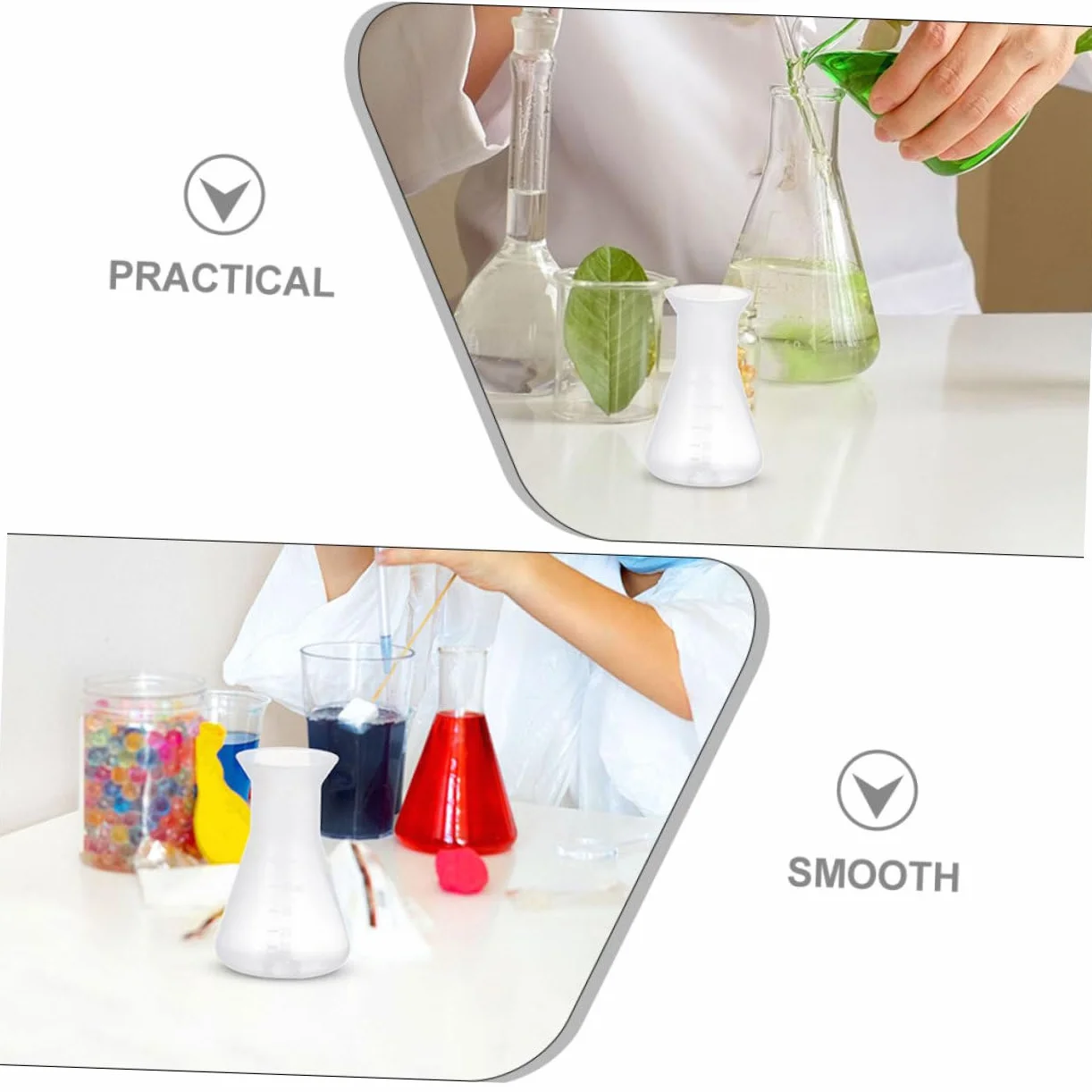 Juego De Matraces Erlenmeyer De Plástico 50Ml 8 Piezas Para Laboratorio