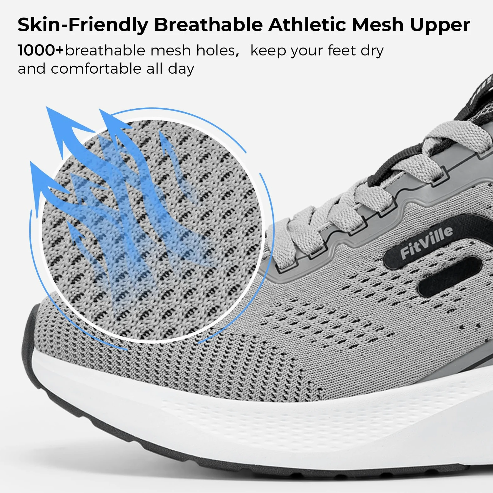 FitVille Zapatillas Running Hombre Anchos Zapatos para Correr de Exterior Transpirables Deportivo Sneakers Antideslizantes