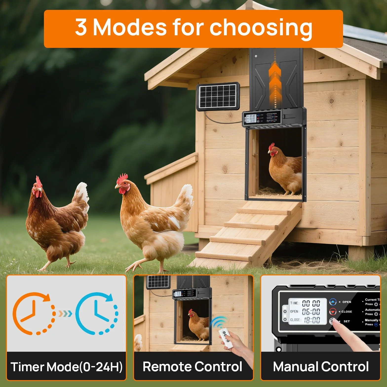 Puerta automática para gallinero solar impermeable control remoto para gallinas patos aves de corral