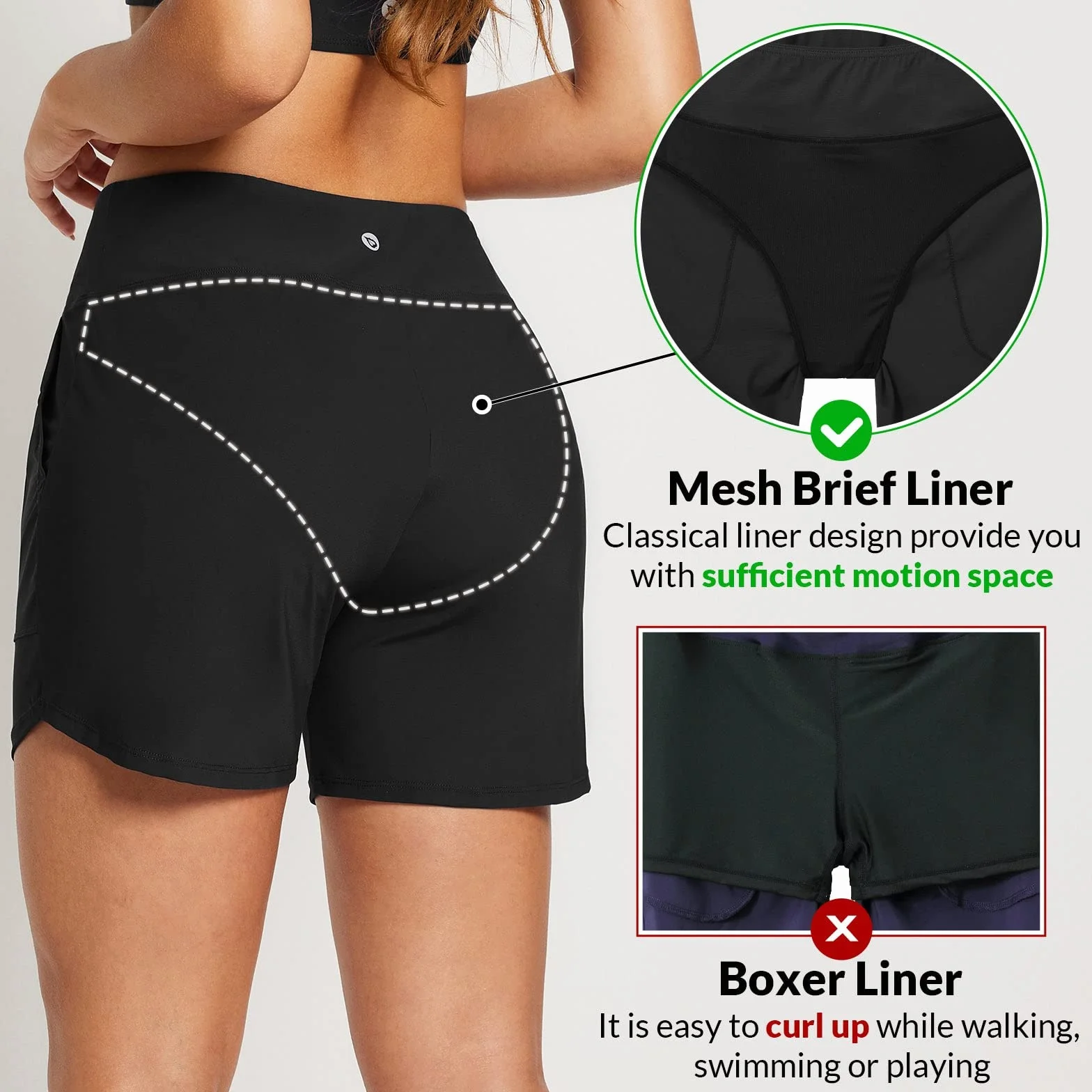baleaf Bañador para Mujer con Control de Abdomen, UPF50+, Secado rápido, Cintura Alta, con Bolsillos