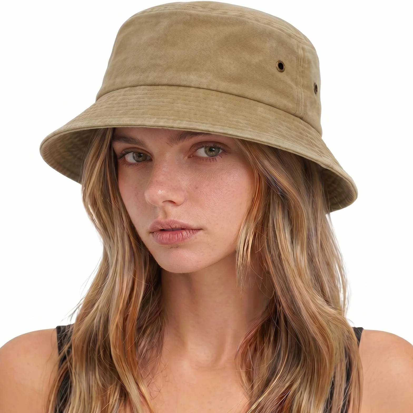 Voqeen Sombrero Mujer Verano Gorro de Pescador Playa Algodón Sombreros para el Sol Protección UV con ala Ancha Plegable Vintage Bucket Hat Unisex para Viaje Senderismo