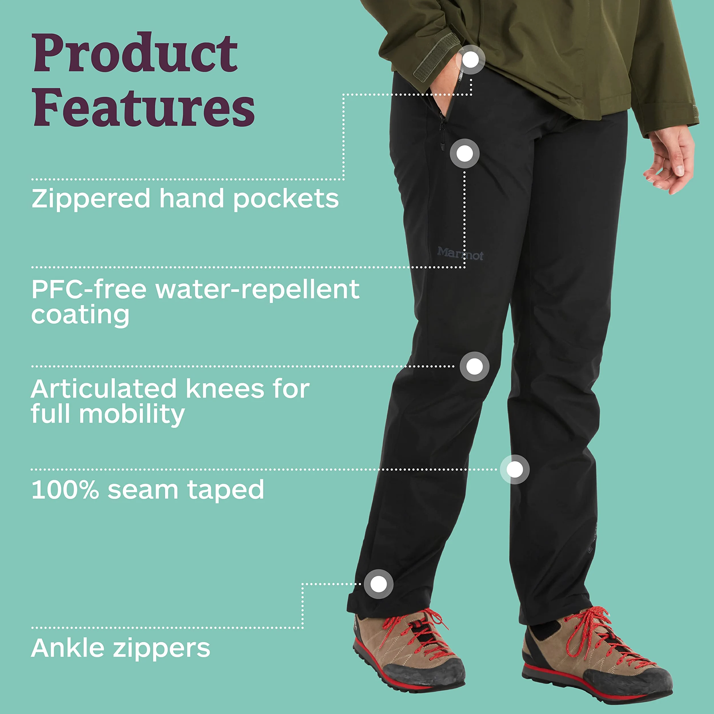 MARMOT Wm's Minimalist Pant - Pantalón impermeable Gore-Tex para lluvia, pantalón resistente al viento para senderismo, prenda transpirable para la lluvia para hacer excursiones Mujer