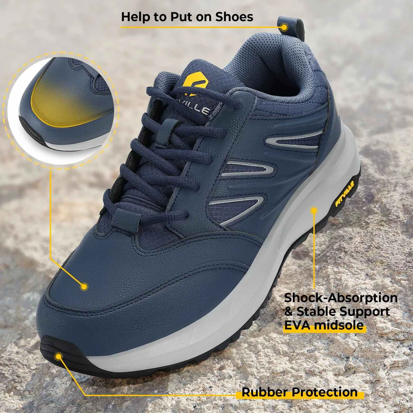 FitVille Anchos Zapatos de Senderismo Hombre para Correr Impermeable Exterior Zapatillas de Deporte Ligeras Transpirables con Soporte para Arco