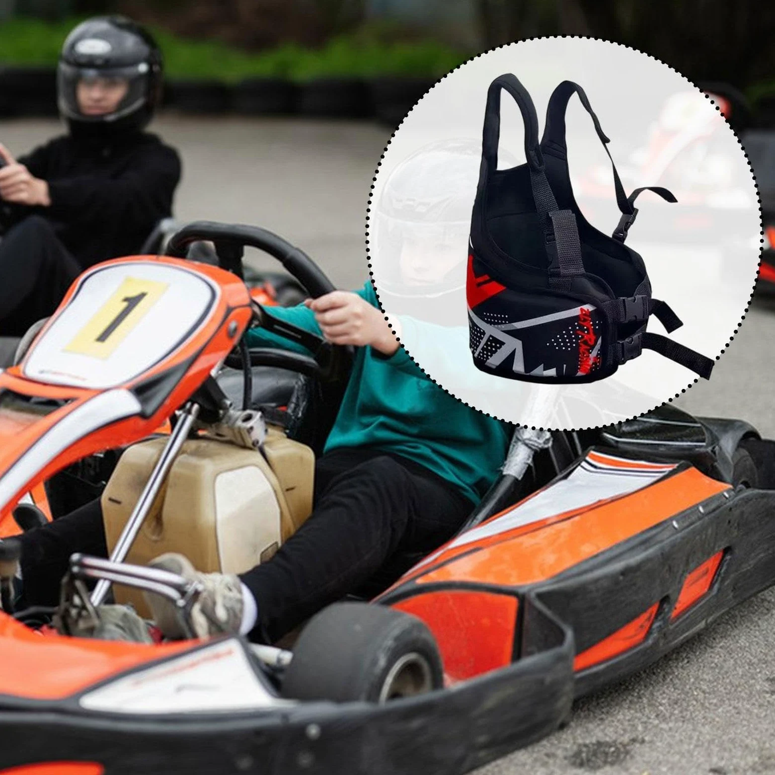 Oshhni Chaleco Protector de Costillas de Karting para niños, de protección, ergonómico, Multiusos, cómodo, Accesorios, Ligero y Ajustable, Rojo