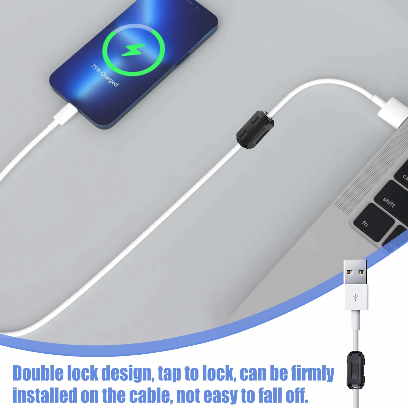 Molbory 40 núcleos de ferrita para cables, filtro antiinterferencia plegable, anillo de ferrita acoplable