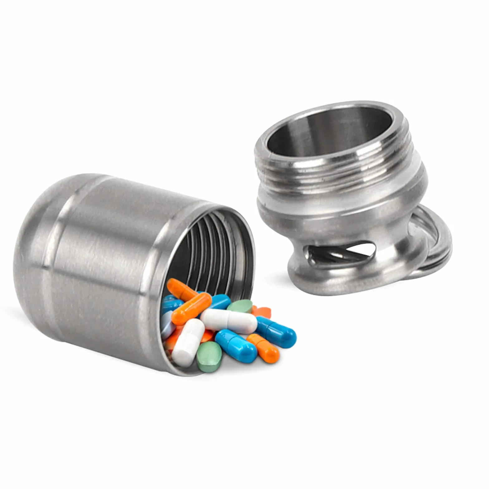 Mini Botella de Almacenamiento de Píldoras Impermeable con Soporte de Aleación de Ti Portátil