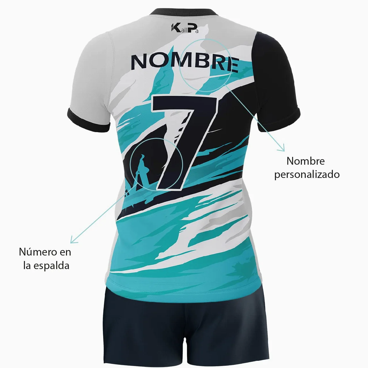 KALLPA Equipación Deportiva de Voleibol Personalizada. Unisex niños y Adultos. Camiseta y calzona. Personaliza con tu Nombre, Escudo y número. Diferentes Modelos y Colores.