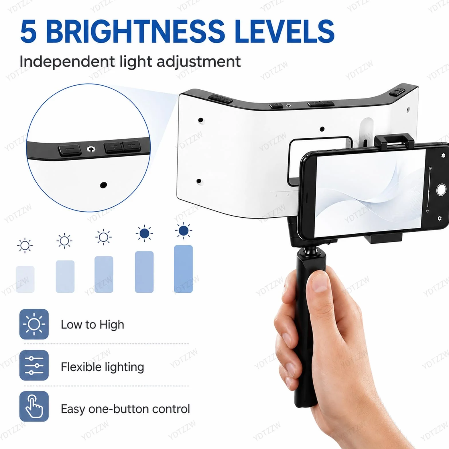 Lámpara LED dental fotografía 32000 lx 5 niveles brillo ajustable relleno bucal