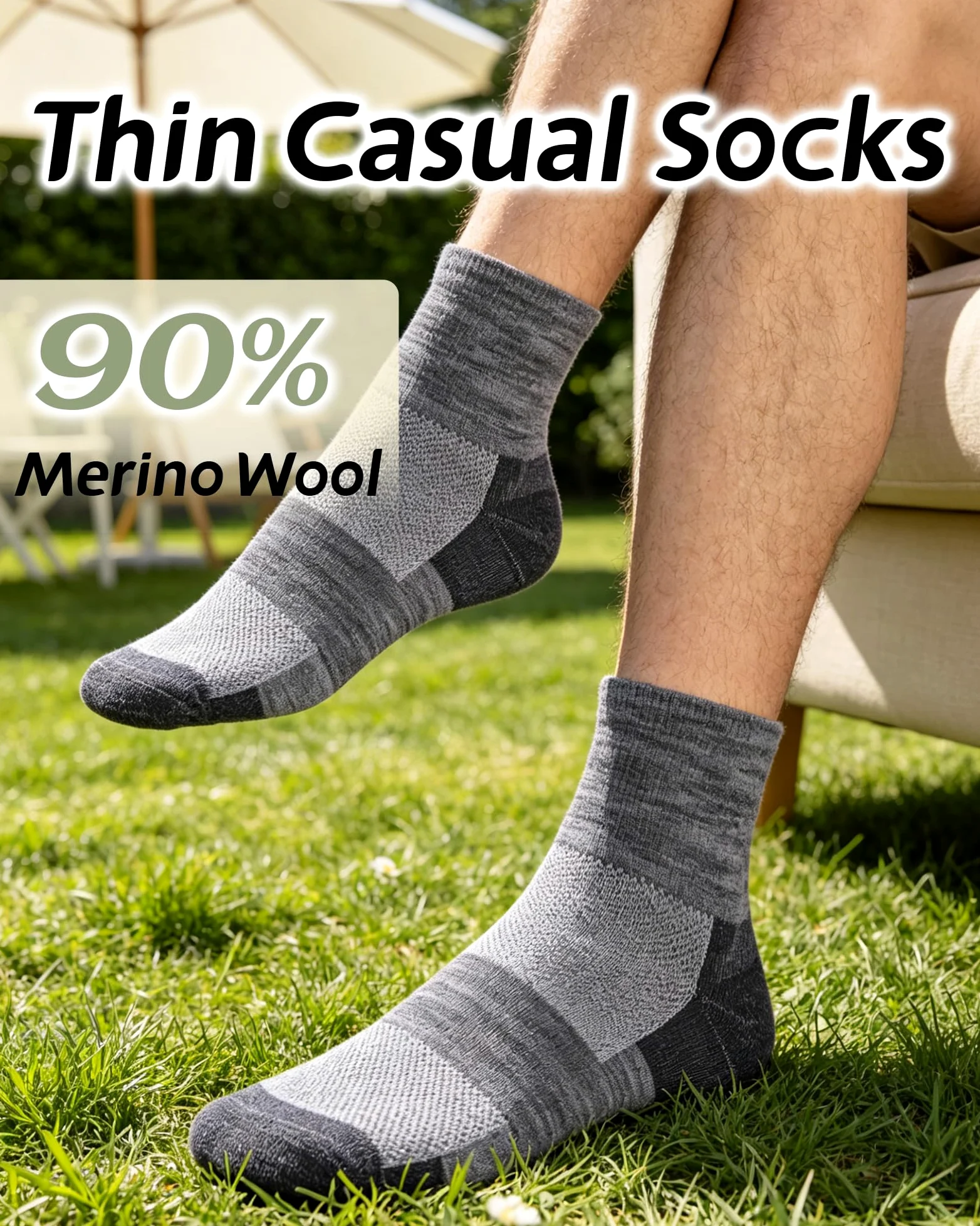 Calcetines de lana merino 90% para hombres y mujeres, calcetines de tobillo suaves y finos para atletismo, correr, senderismo, ciclismo, 3 pares