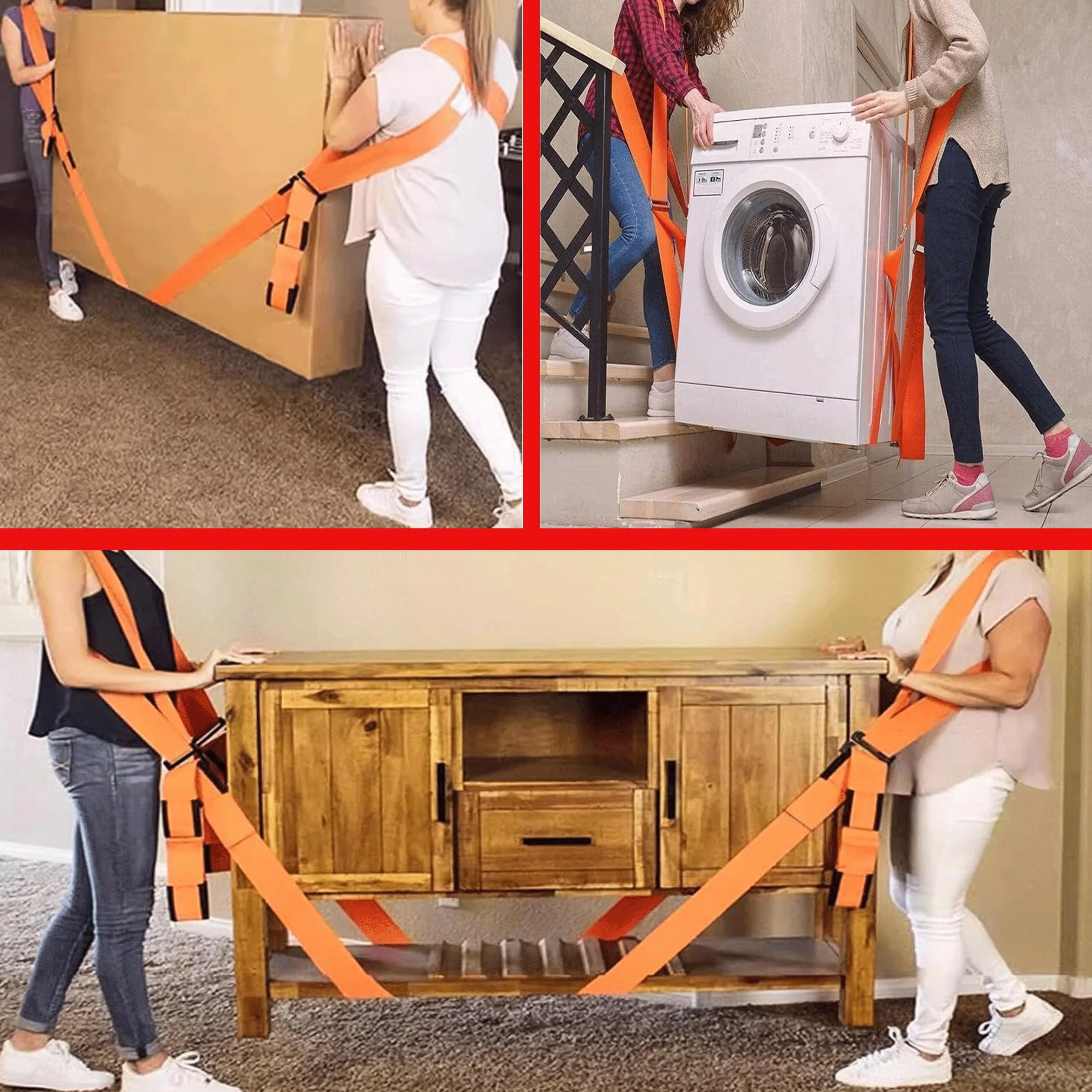 Correa de Transporte para Muebles y Electrodomésticos, Cinturón de Movilidad para Dos Personas, Soporte para Levantar Objetos Pesados