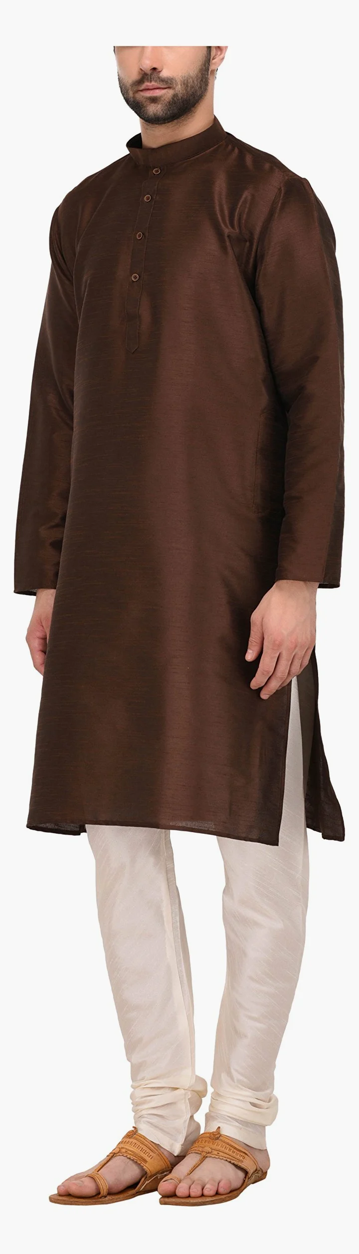 Tag 7 Pijama Kurta mezcla 40 marrón y blanco para hombre, Marrón y blanco, 42