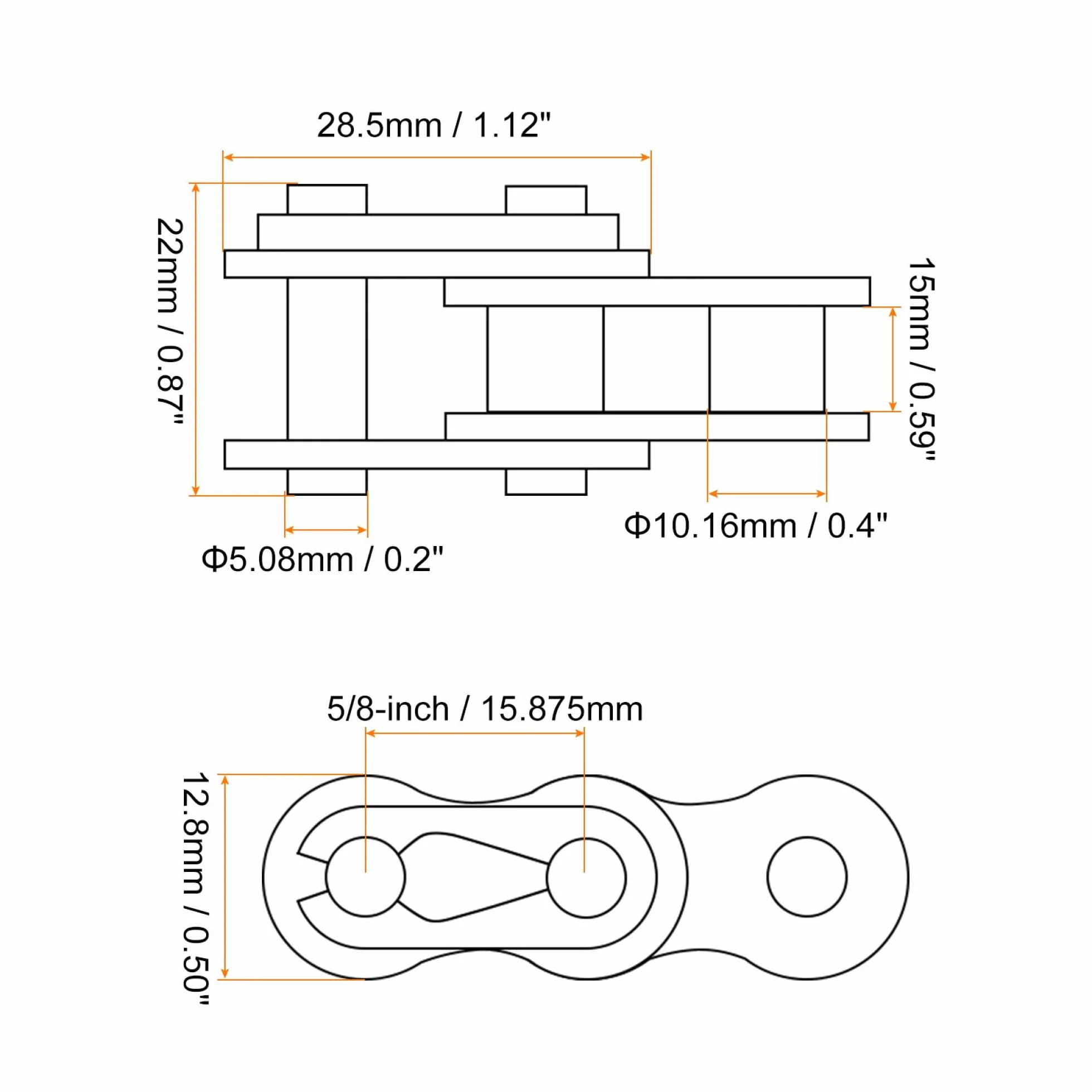 sourcing map 5 rodillos de eslabones de conector maestro de cadena #50 acero al carbono 5/8 pulgadas