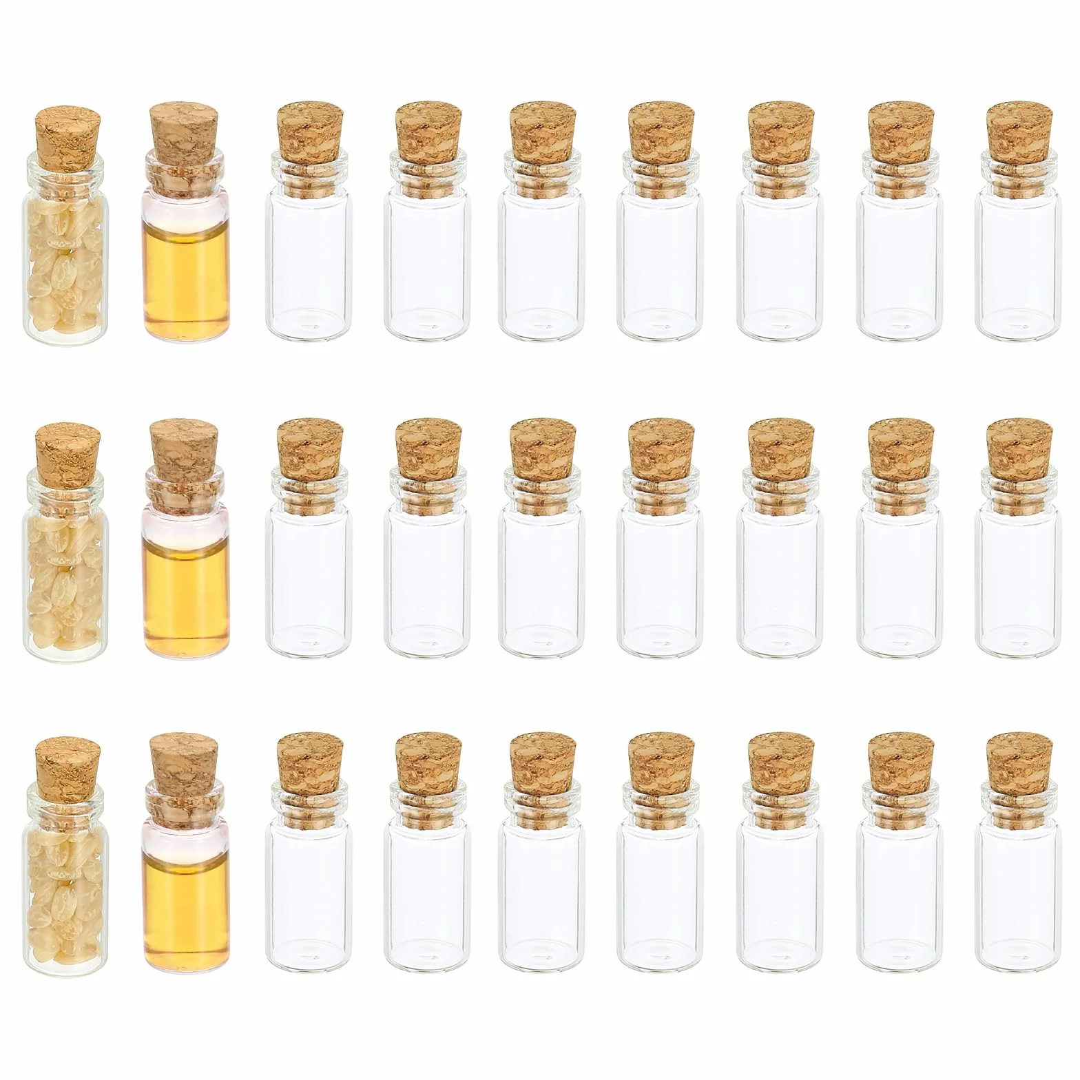 PATIKIL 100Pcs 1ml Mini Frascos de Vidrio con Tapones de Corcho