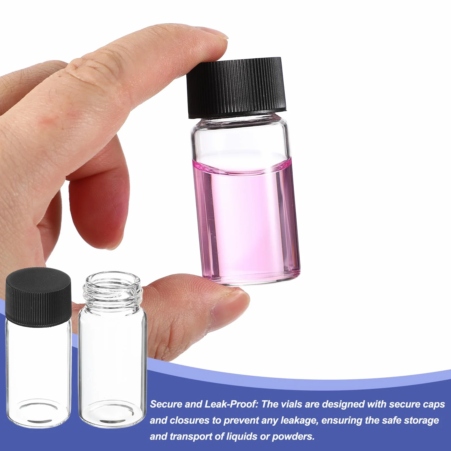 PATIKIL 20ml Viales de Vidrio Transparente, Pack de 15 con Tapón de Rosca a Prueba de Fugas para Laboratorio