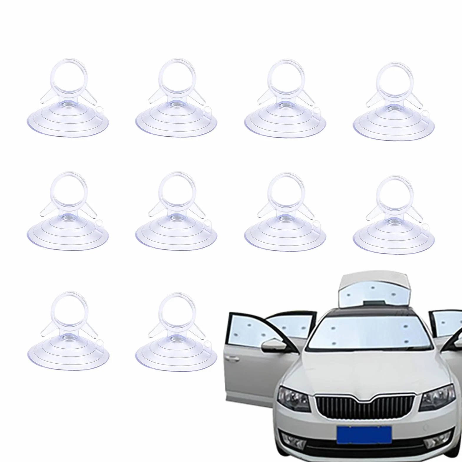 Ventosas Transparentes con Trabillas Protector Solar para Parabrisas Coche Resistente Baño Cocina Ventanas