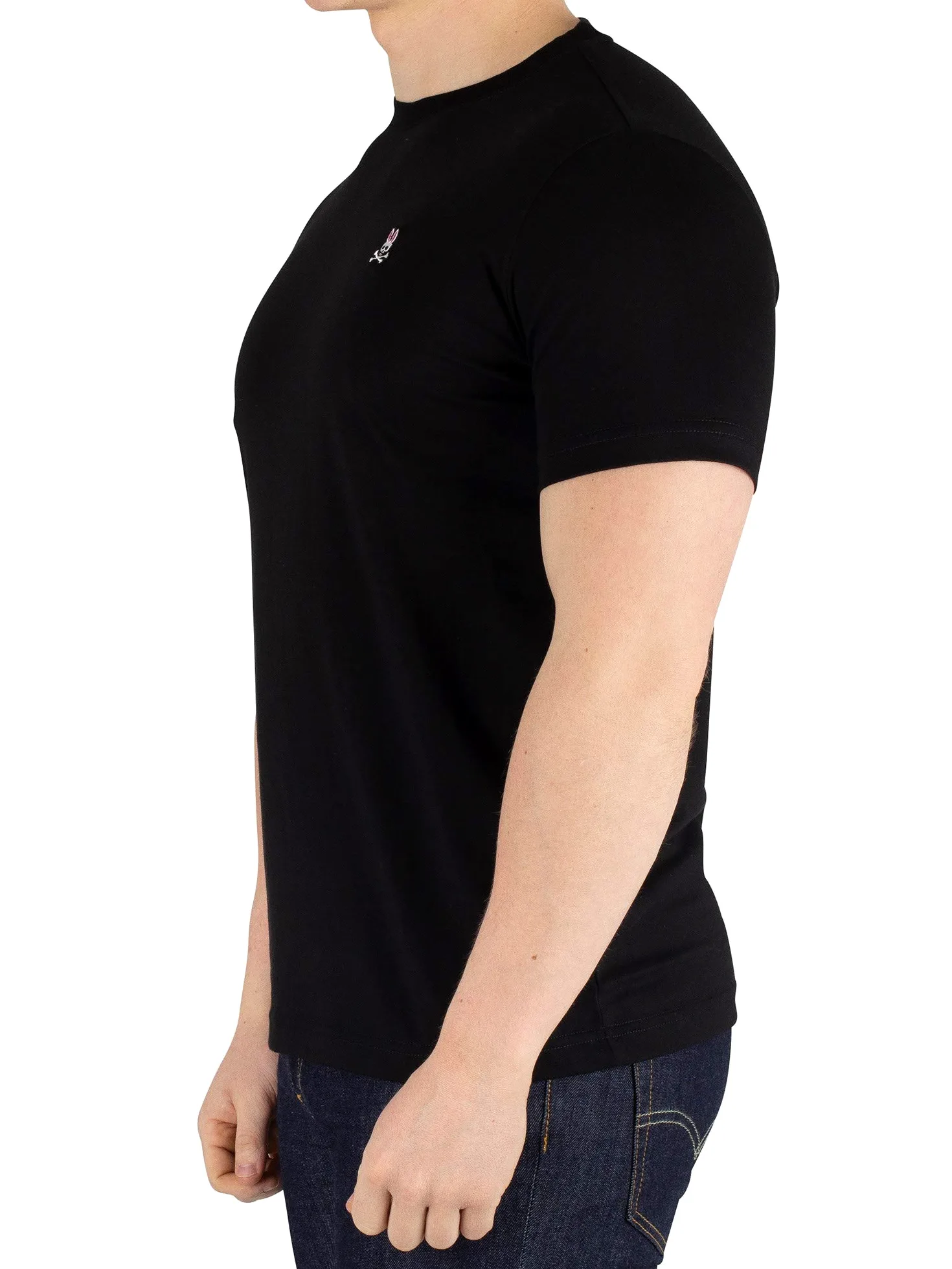 Psycho Bunny Hombres Camiseta clásica de Cuello Redondo Black