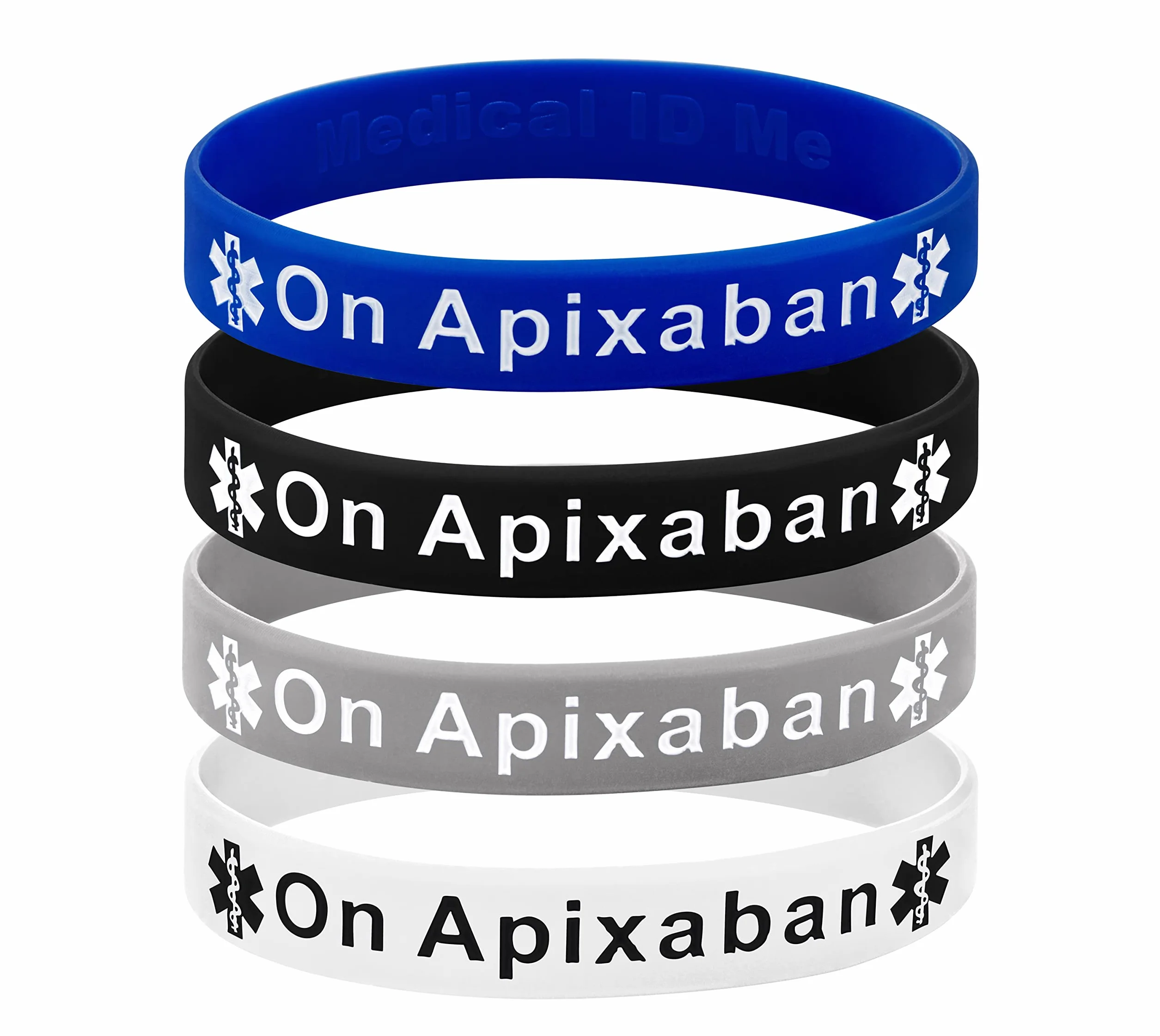 Apixaban Medical Alert Wristband Silicone UK Pack of 4