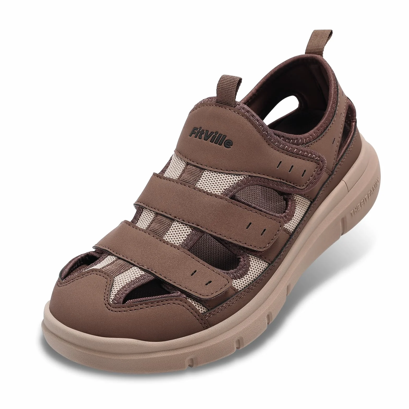 FitVille Sandalias Diabéticos Hombre Extra Anchas Sandalias Ortopédicas Cómodas para Ancianos Fascitis Pies Hinchados