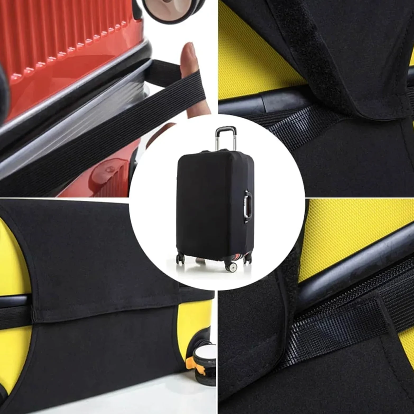 Fundas Protectoras for Maletas de Viaje, Protector Equipaje elástico Grueso for 18 "-28", Funda Bolsa con Letras Doradas Impresas, 2 uds(Black D,M)