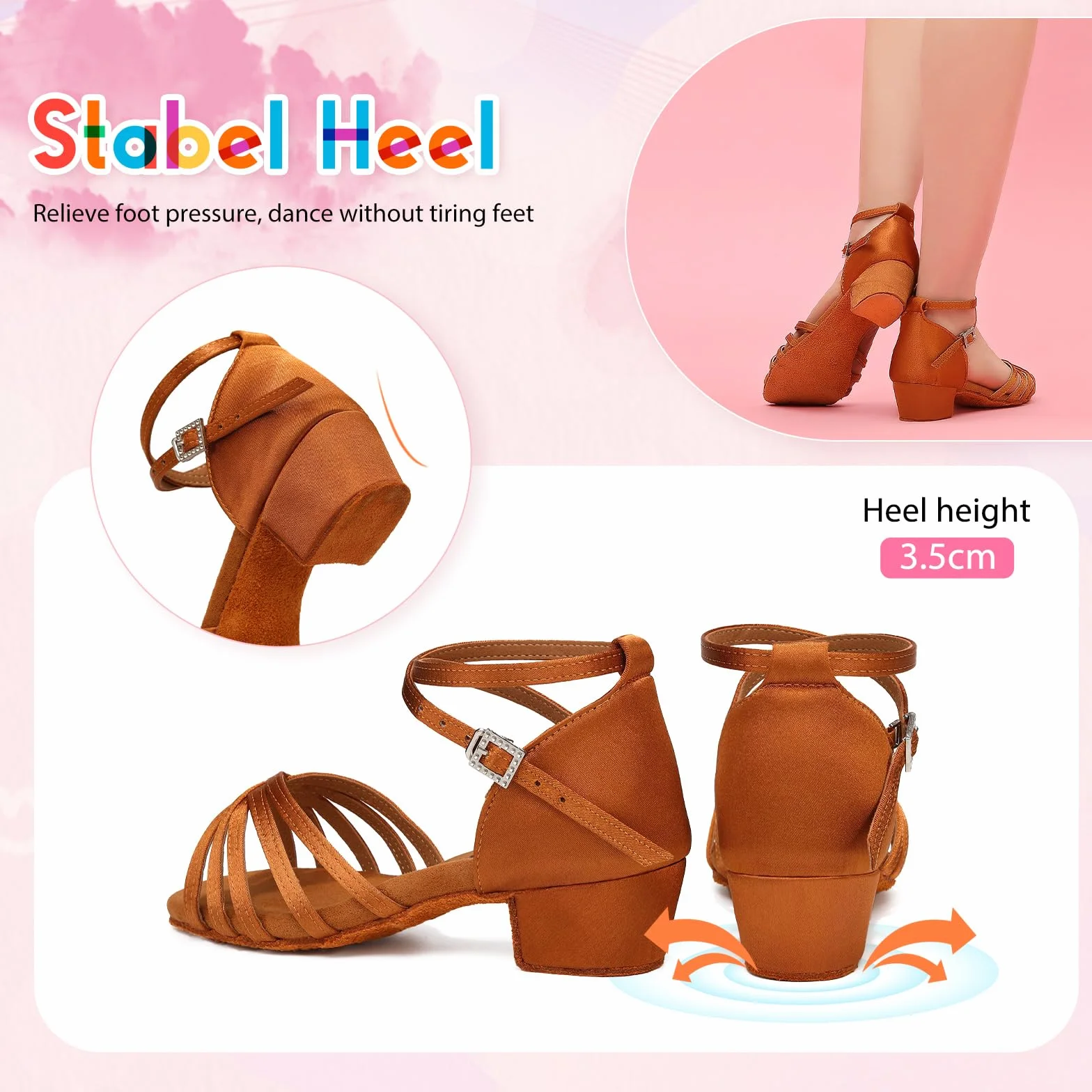 SWDZM Zapatos de Baile Latino Niña Tacón 3 cm Estándar Salsa Bailarina y Bachata Principiantes Bailarina Práctica