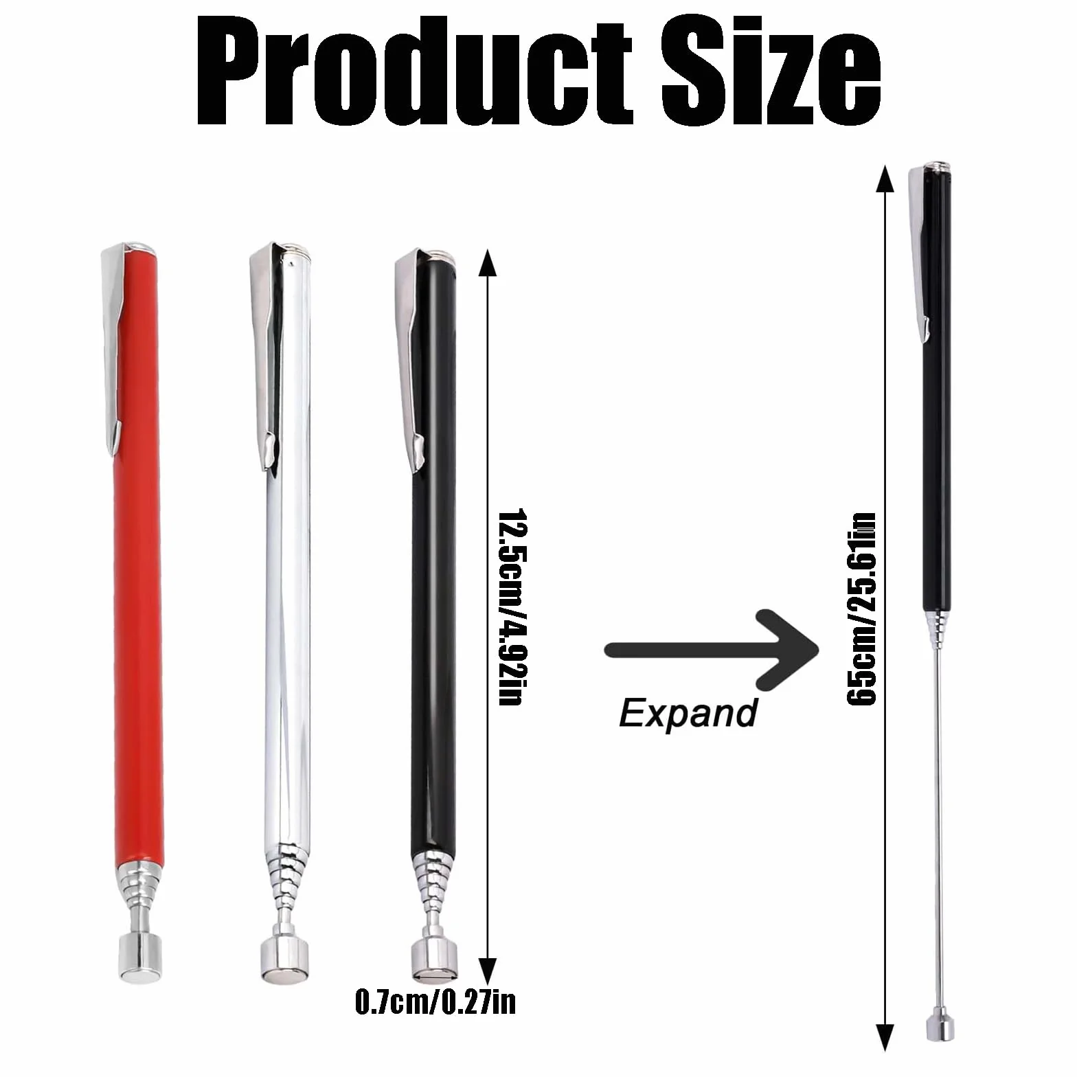 Imán telescópico acero inoxidable barra magnética extrafuerte 65 cm 3 unidades elevador magnético