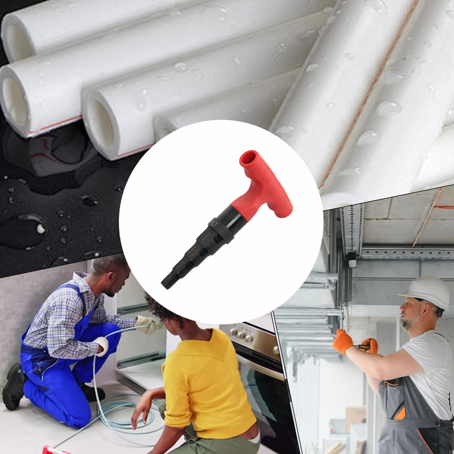 Herramienta de desbarbado y chaflán 4 en 1 para tubo de metal 15-32 mm con carraca giratoria