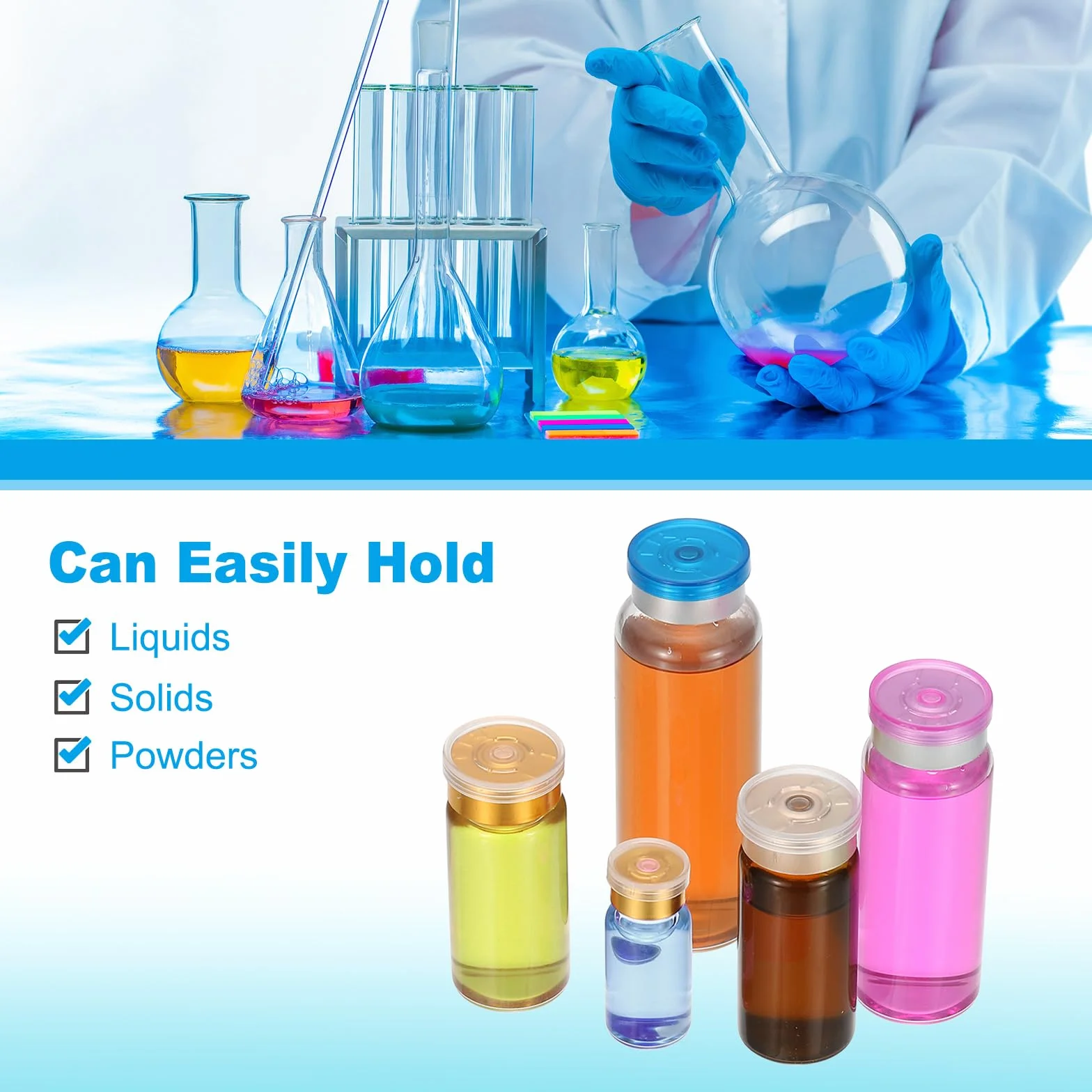 PATIKIL 12 Viales de Muestra Vidrio Borosilicato Transparente 3 ml con Tapa Aluminio Plástico Tapón Goma para Almacenamiento Sólidos