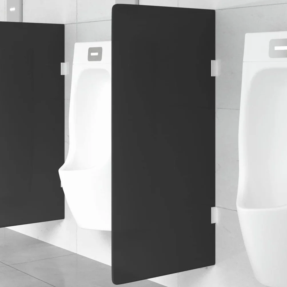 vidaXL Panel de Privacidad para Urinario de Pared, Vidrio Templado Negro 90x40 cm
