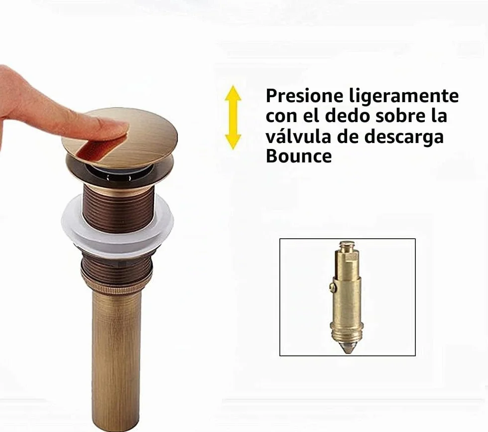 Juego de desagüe de latón válvula de Emergencia Antigua sin rebosadero para Ducha de Lavabo