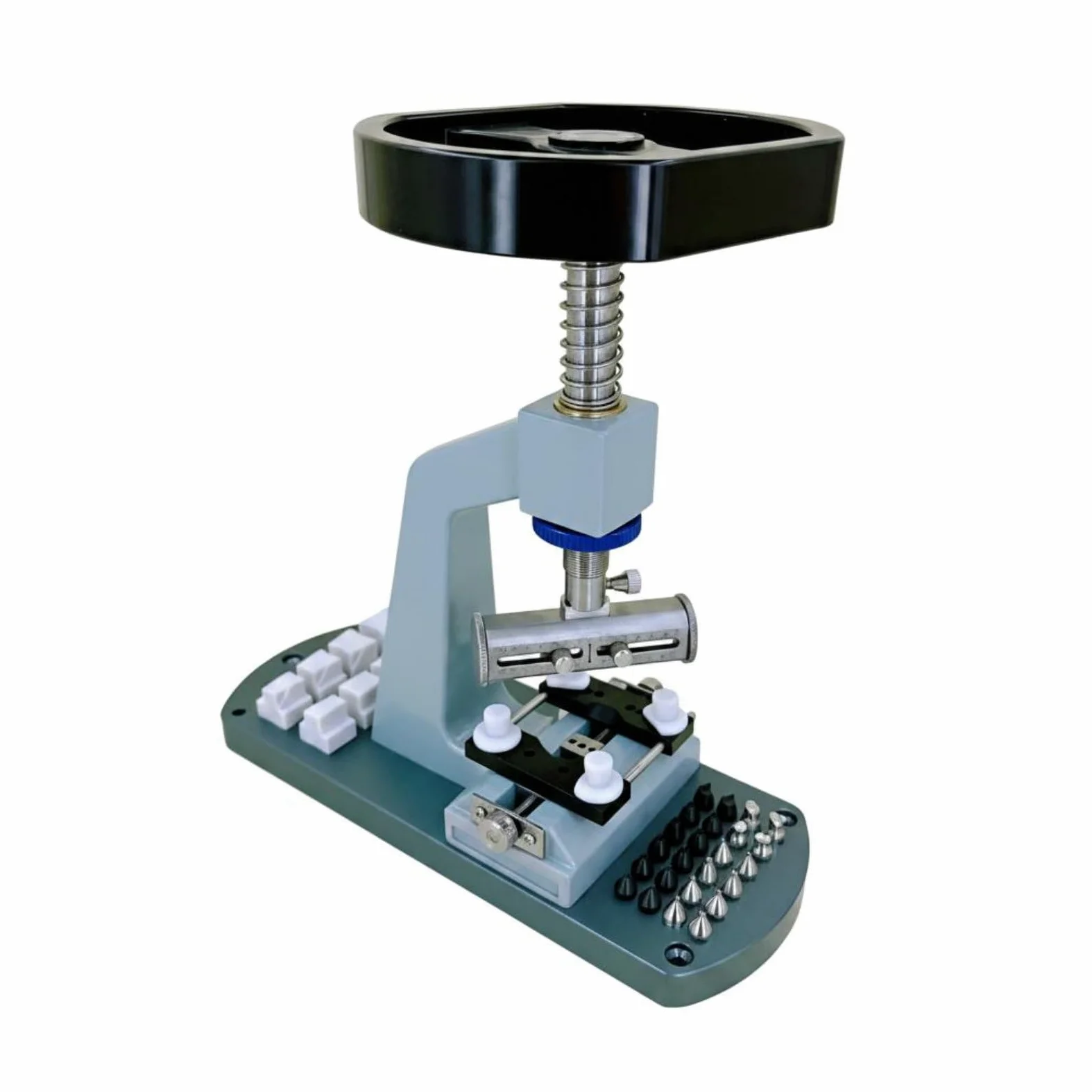 Abridor de Fondos de Reloj Máquina Quitafondos Profesional Soporte con Guía Ajustable Puntas para Varias Cajas Control Antideslizante en Metal