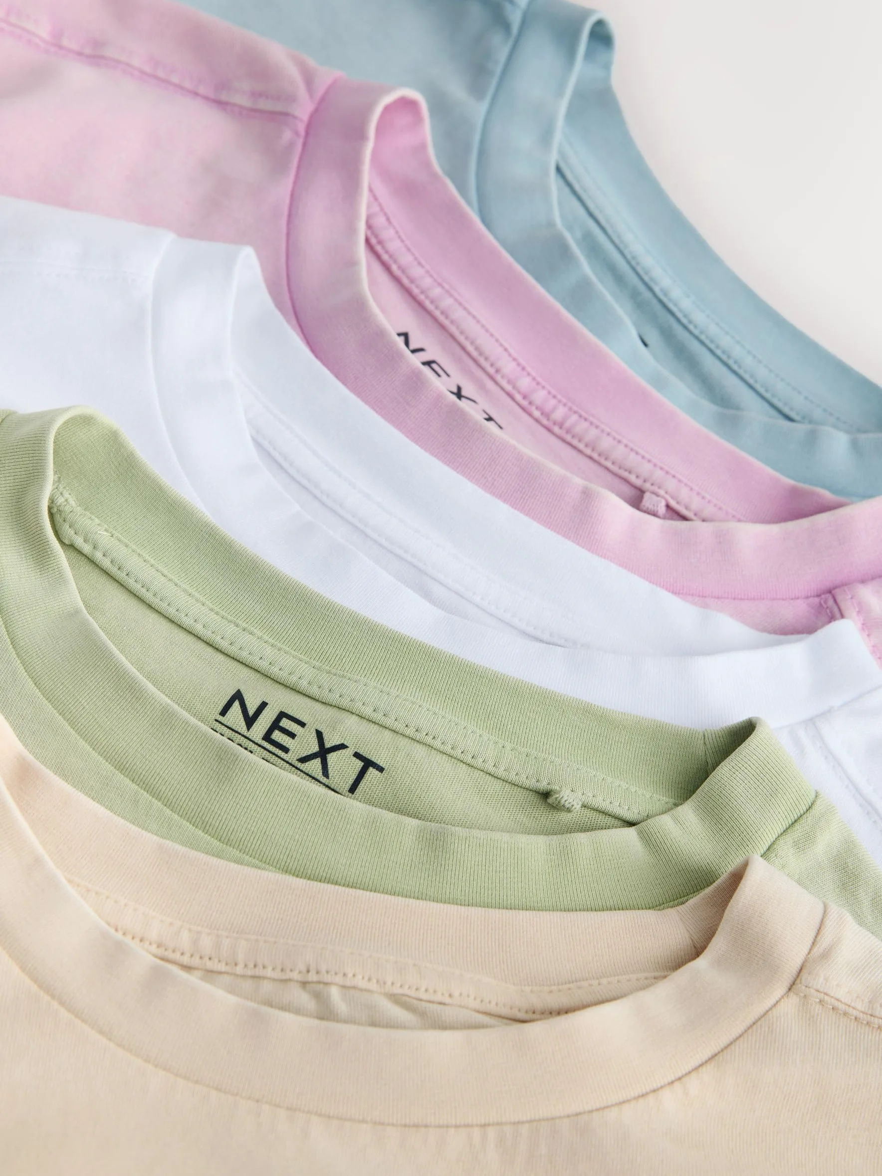 NEXT Mujeres Pack de 5 Camisetas de Corte Holgado y Cuadrado con Cuello Redondo y Mangas hasta el Codo