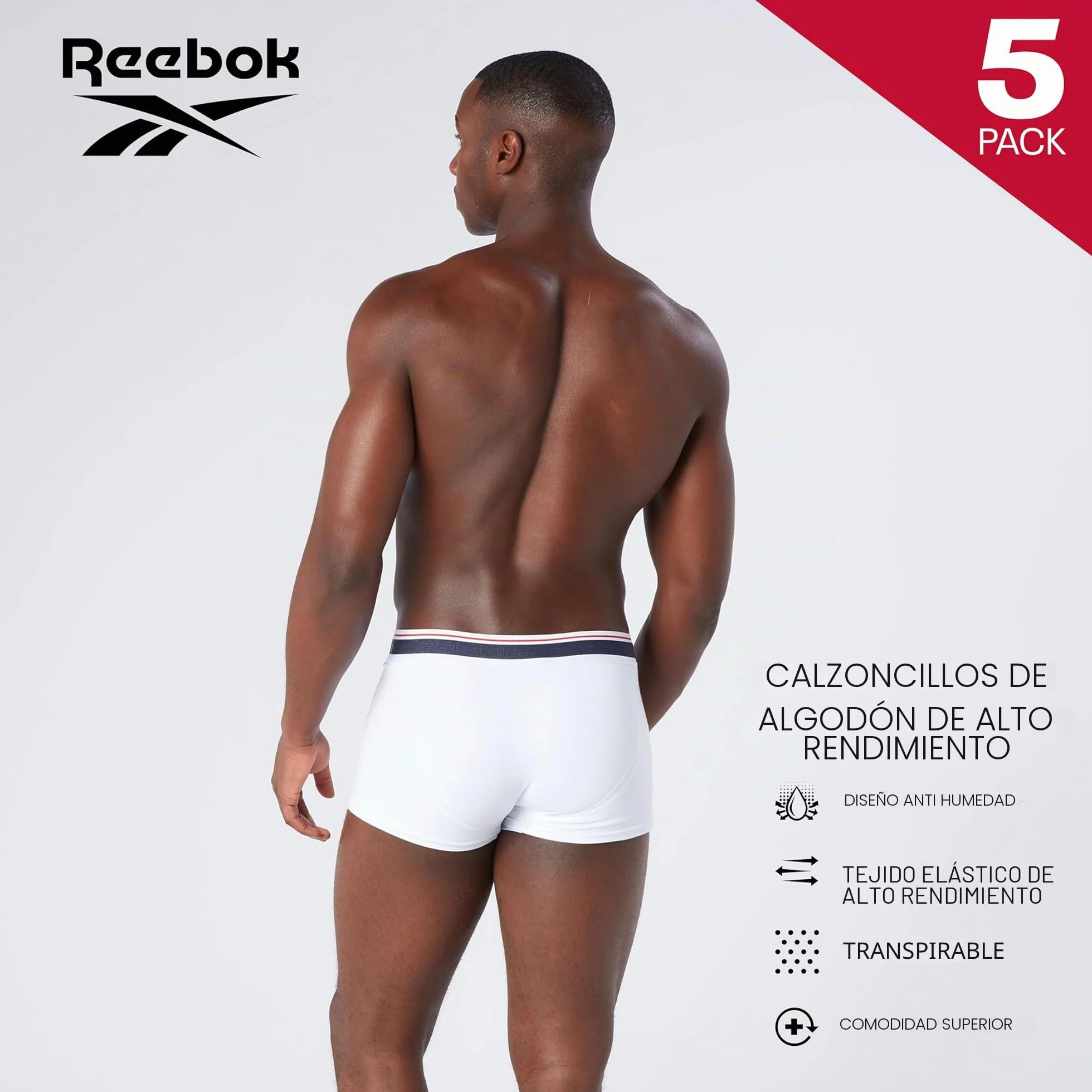 Reebok Jay Trunks Hombre (Pack de 5)