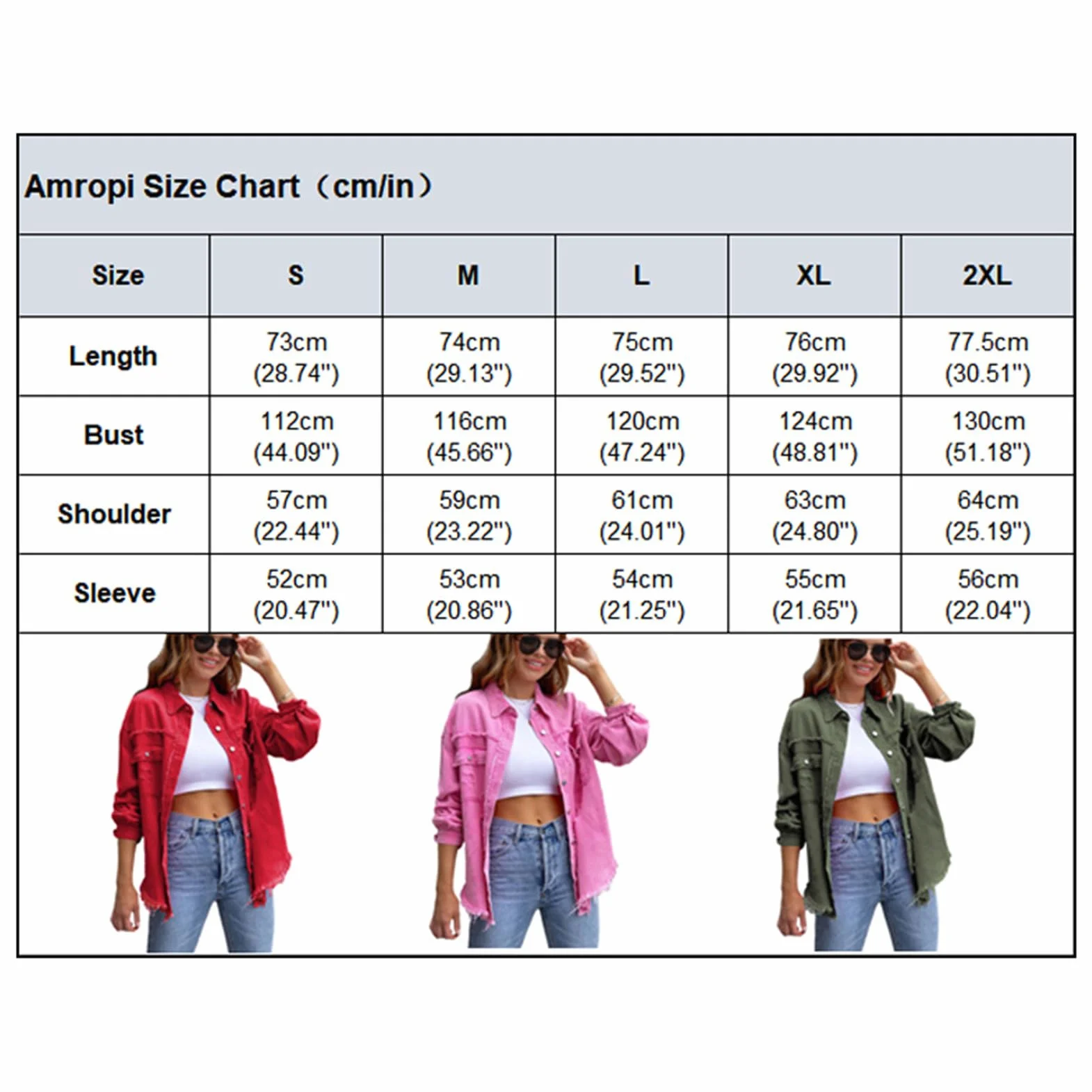 amropi Chaqueta Vaquera Mujer Blusa Ligero Bolsillos Botones Jean Jacket