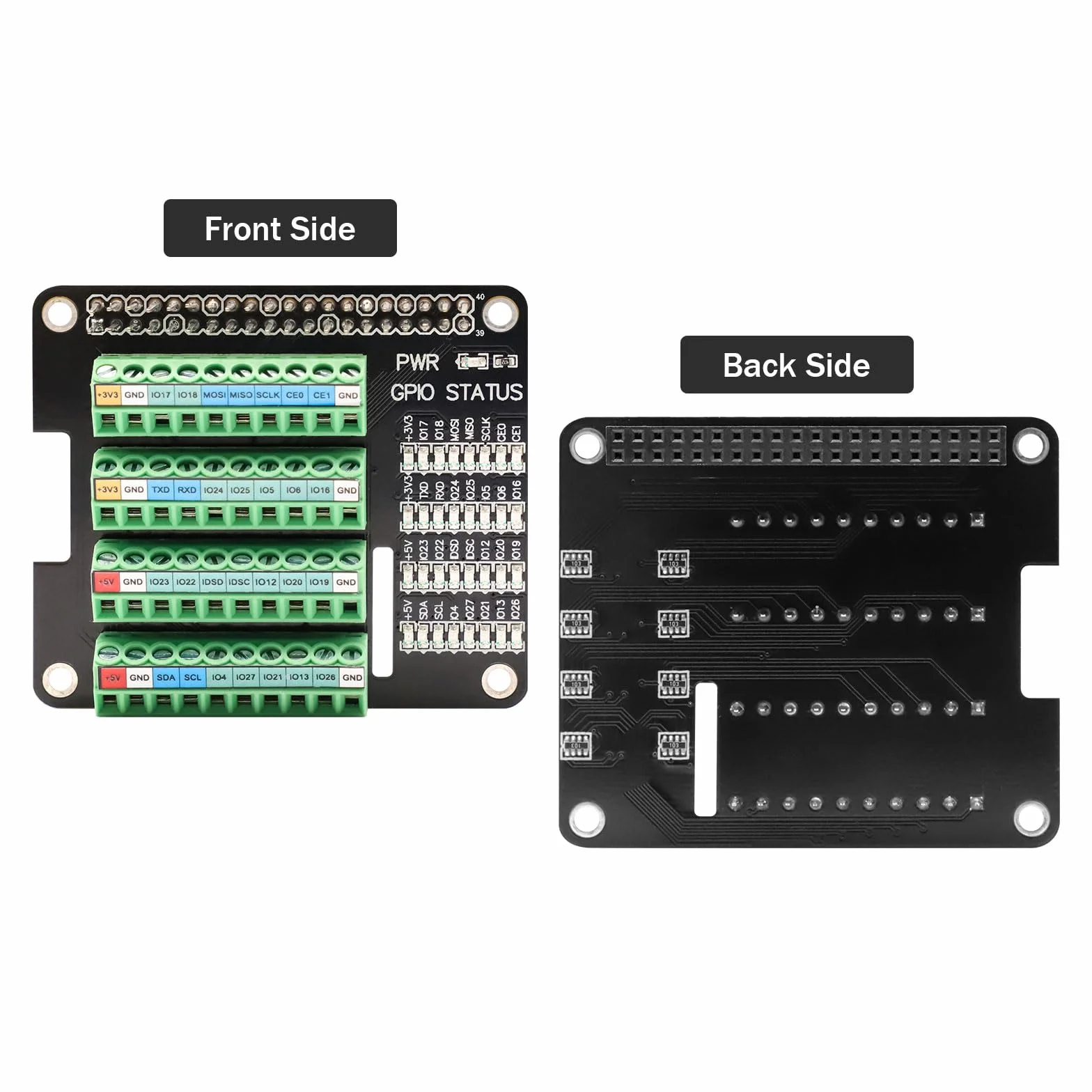 Schraubklemmenblock Breakout Board für Raspberry Pi GPIO, Modul mit Status LED für Pi 4B/3B+/3B/Zero
