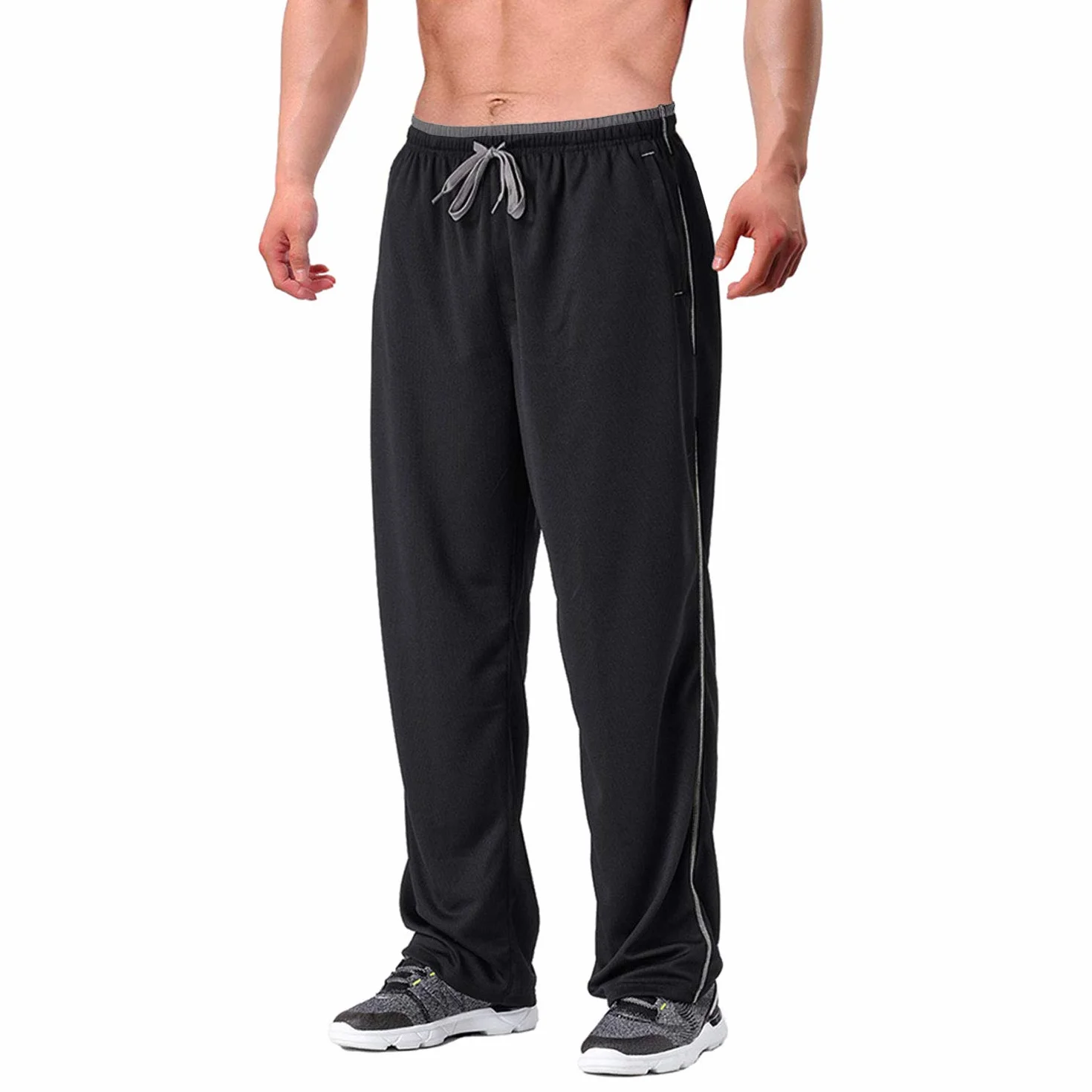 EKLENKSON - Pantalones para Hombre de Chándal para Hombre con Forro de Malla Bolsillos con Cremallera Parte Inferior Abierta