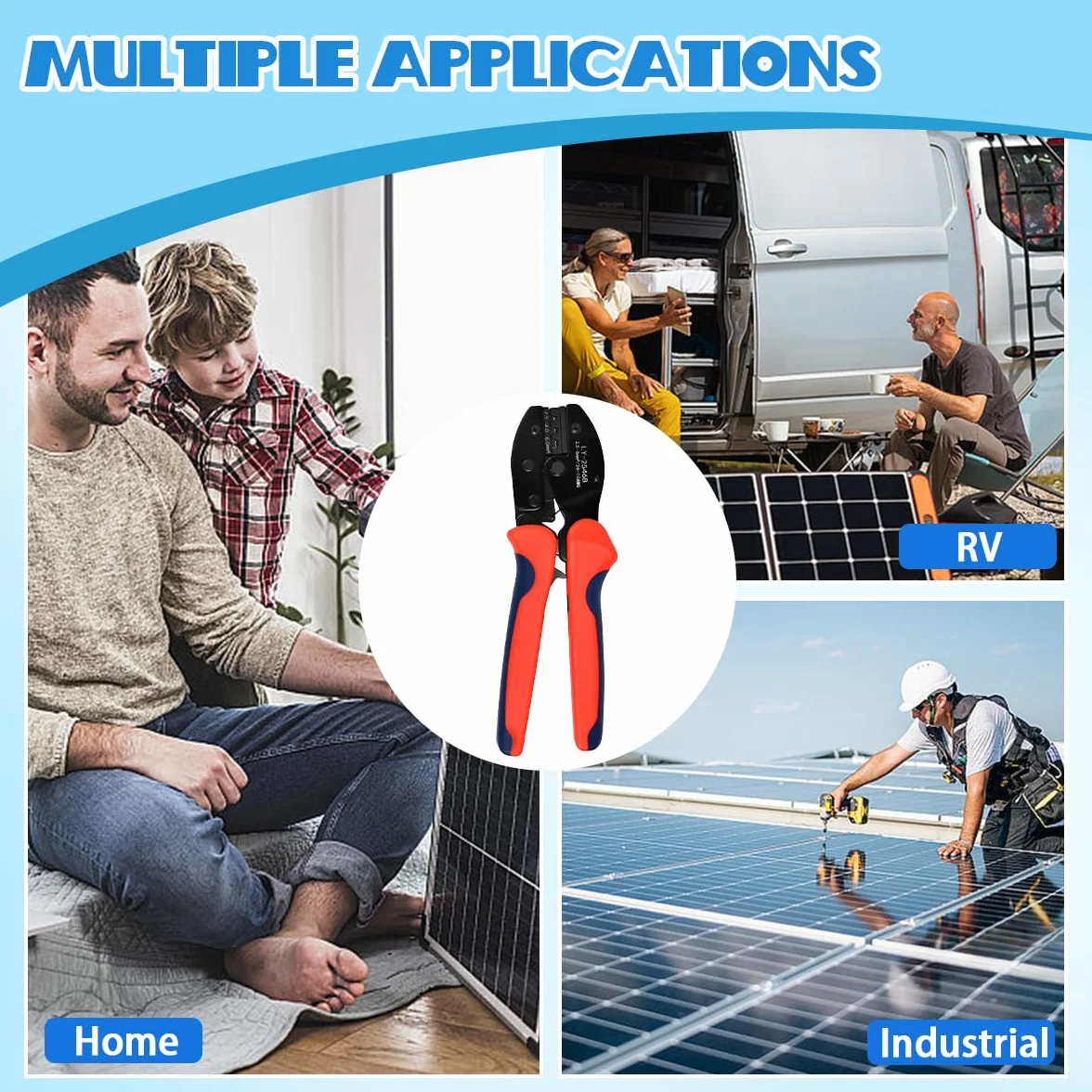Crimpadora MC4 Solar para Conectores Aislado 2,5/4/6 mm² Herramienta de Crimpado Fotovoltaico