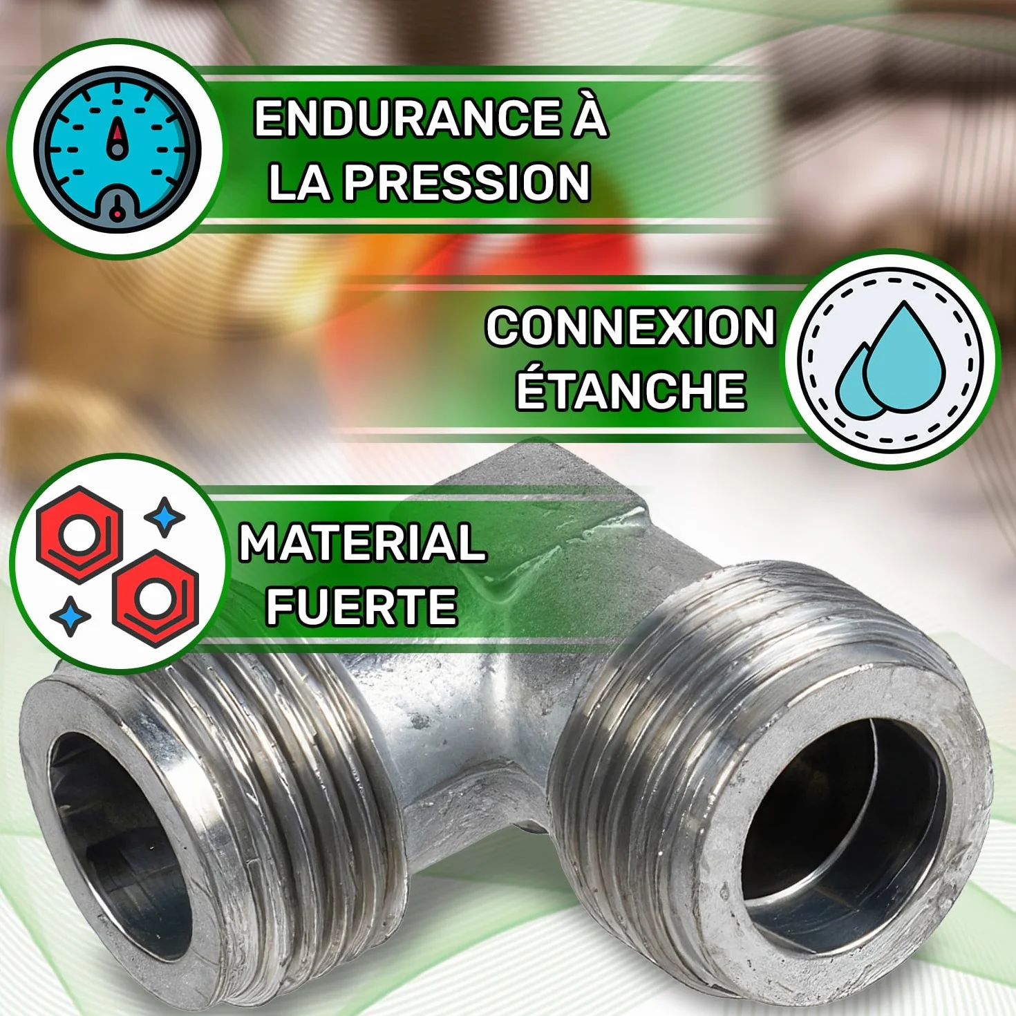Codo de 90° Conexión Gas 1/2" Macho/Macho Tope Junta - ONIX TECH