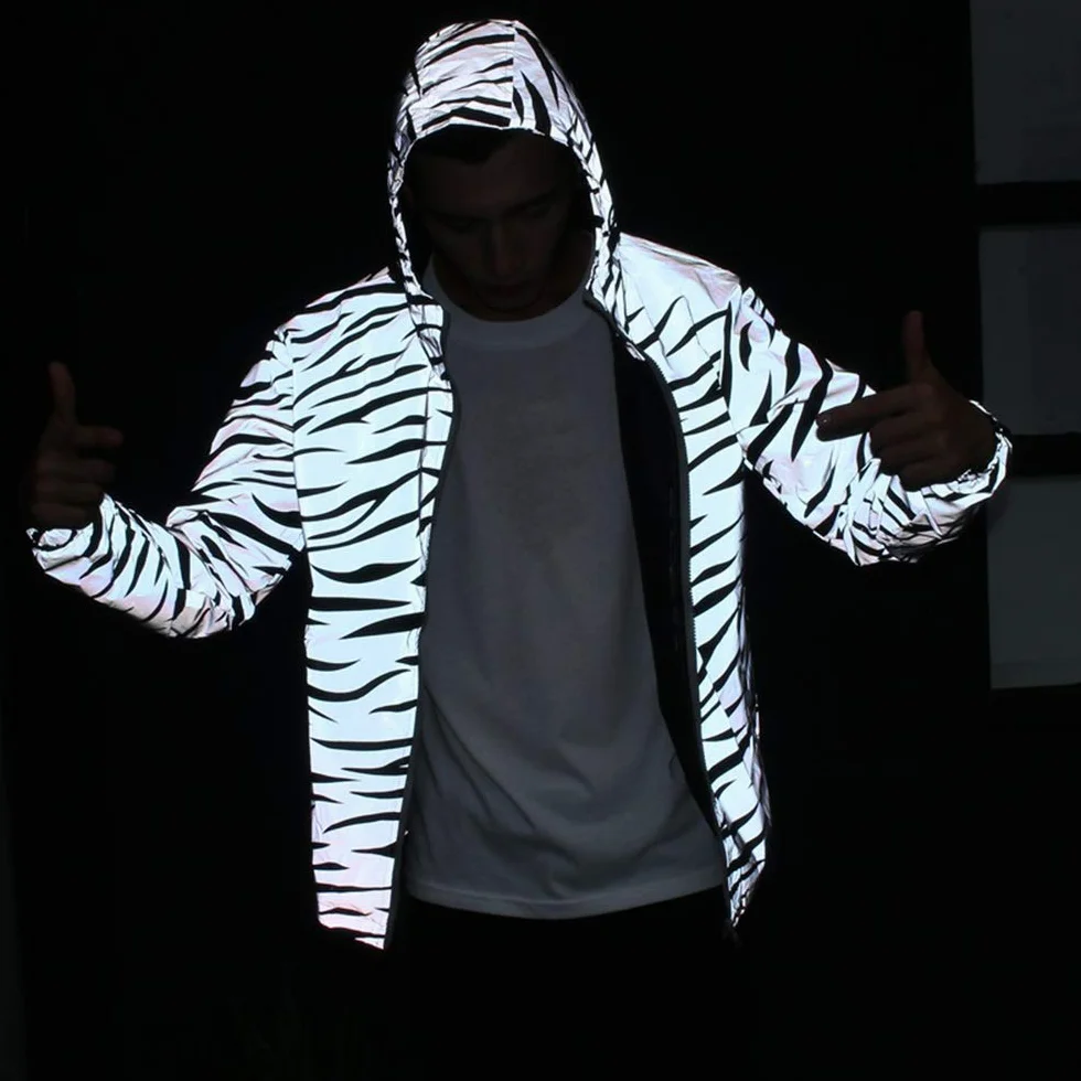 NewL Chaqueta ligera reflectante para hombre y mujer, estilo de malla, estilo cebra, impermeable