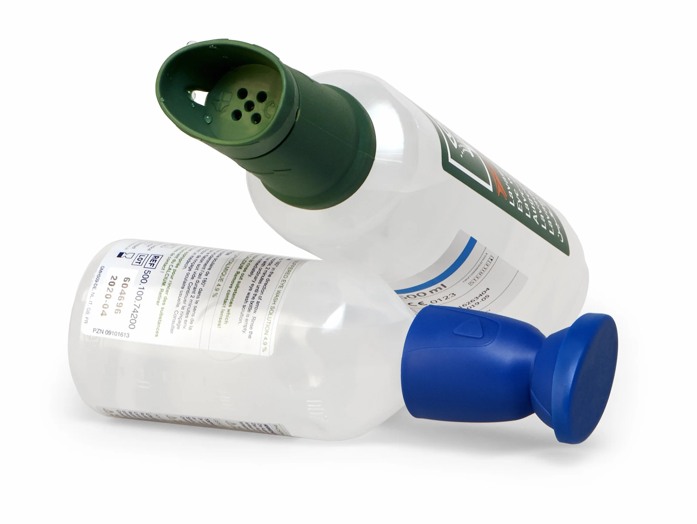 MedX5 Ducha Ocular de Emergencia, Lavado de Ojos con Solución Salina 0,9% y BioPhos 74, Estación con Espejo