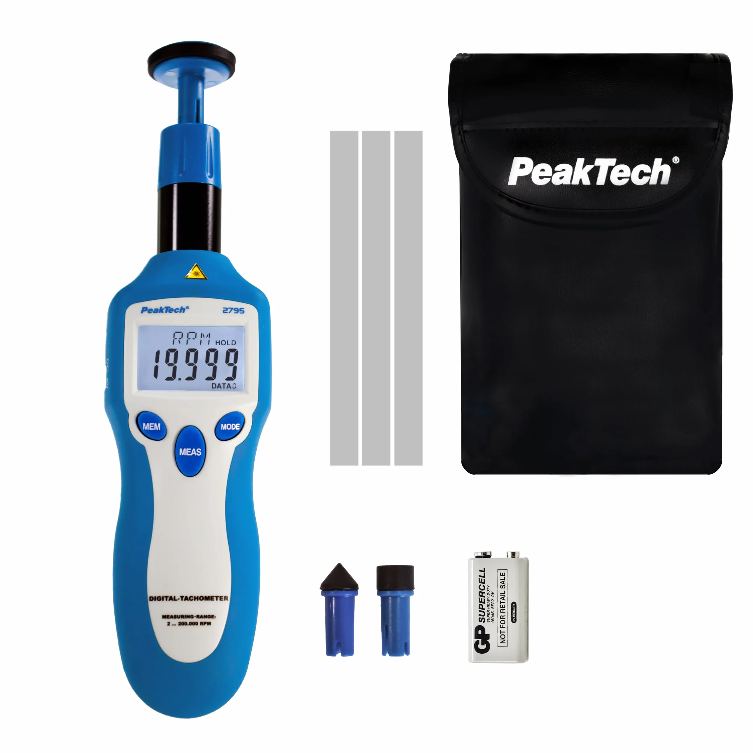 PeakTech 2795 Tacómetro Digital Láser Pantalla LCD 13 Dígitos 5 mm