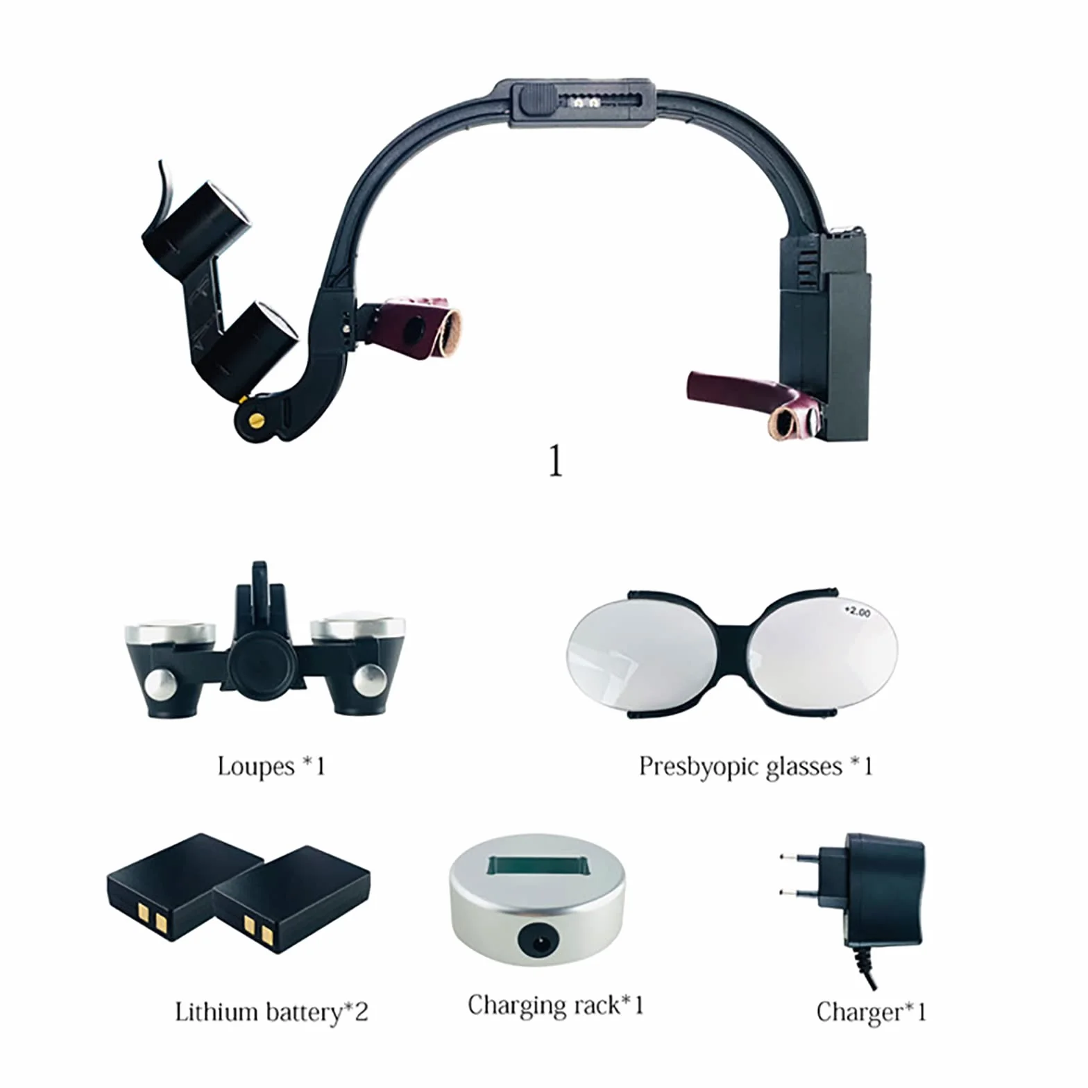 Lupas dentales 2.5X 3.5X con luz LED montadas en la cabeza binoculares quirúrgicas