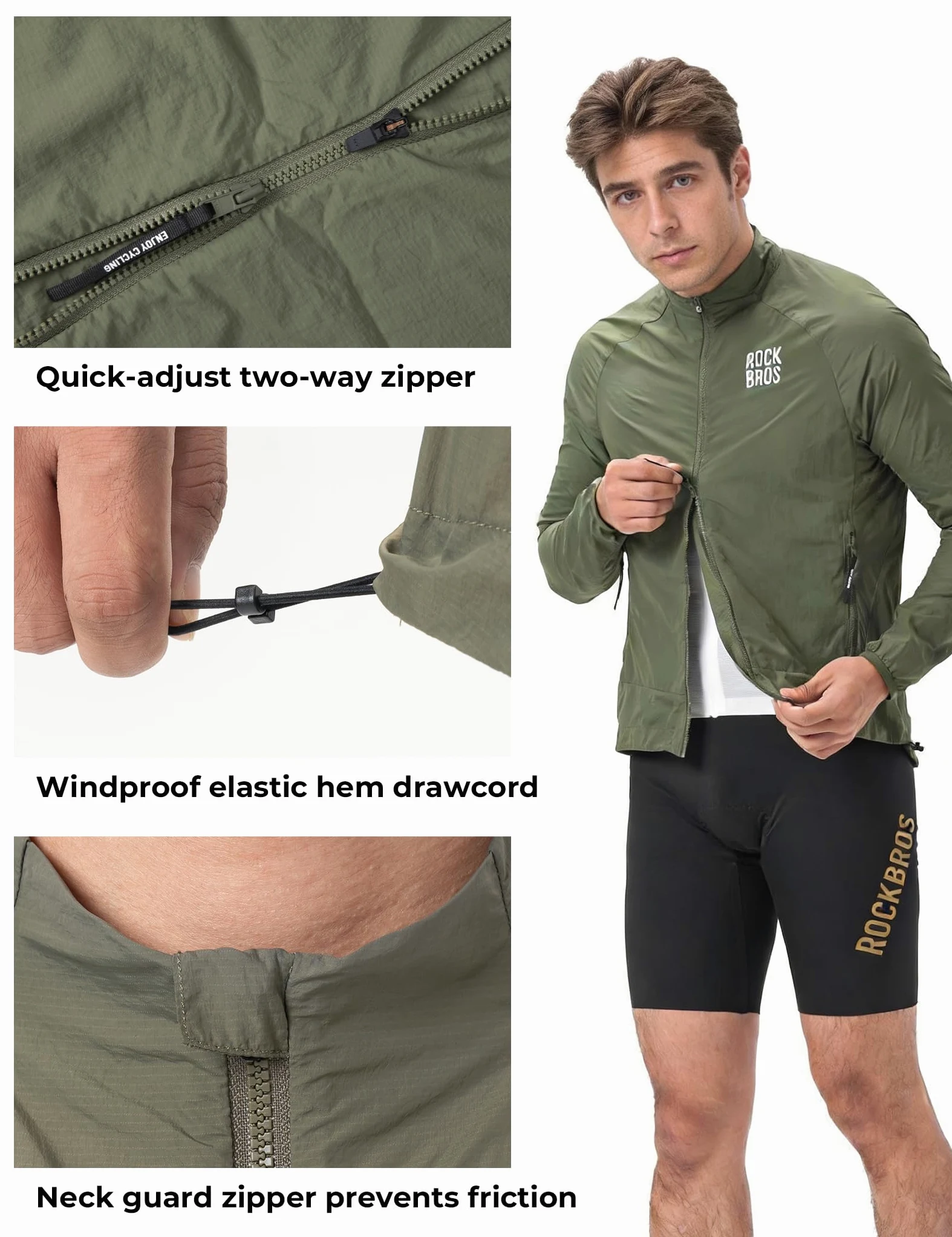 ROCKBROS Chaqueta Cortavientos para Hombre y Mujer, Ropa Deportiva Ligera Transpirable Reflectante, Plegable con Bolsillos para Ciclismo, Senderismo y Running