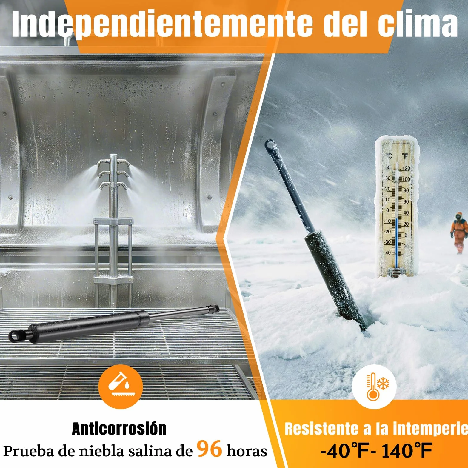 Resorte de Gas con Ojal 455MM 200N Muelle Hidráulico para Cama Abatible