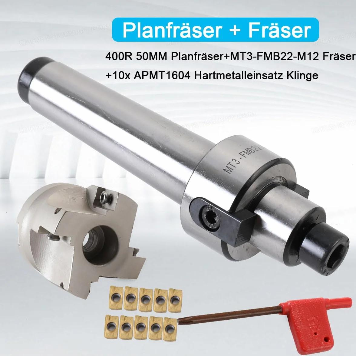 Soporte para fresa de planos MT3-FMB22-M12 400R-50-22, juego de corte CNC APMT1604