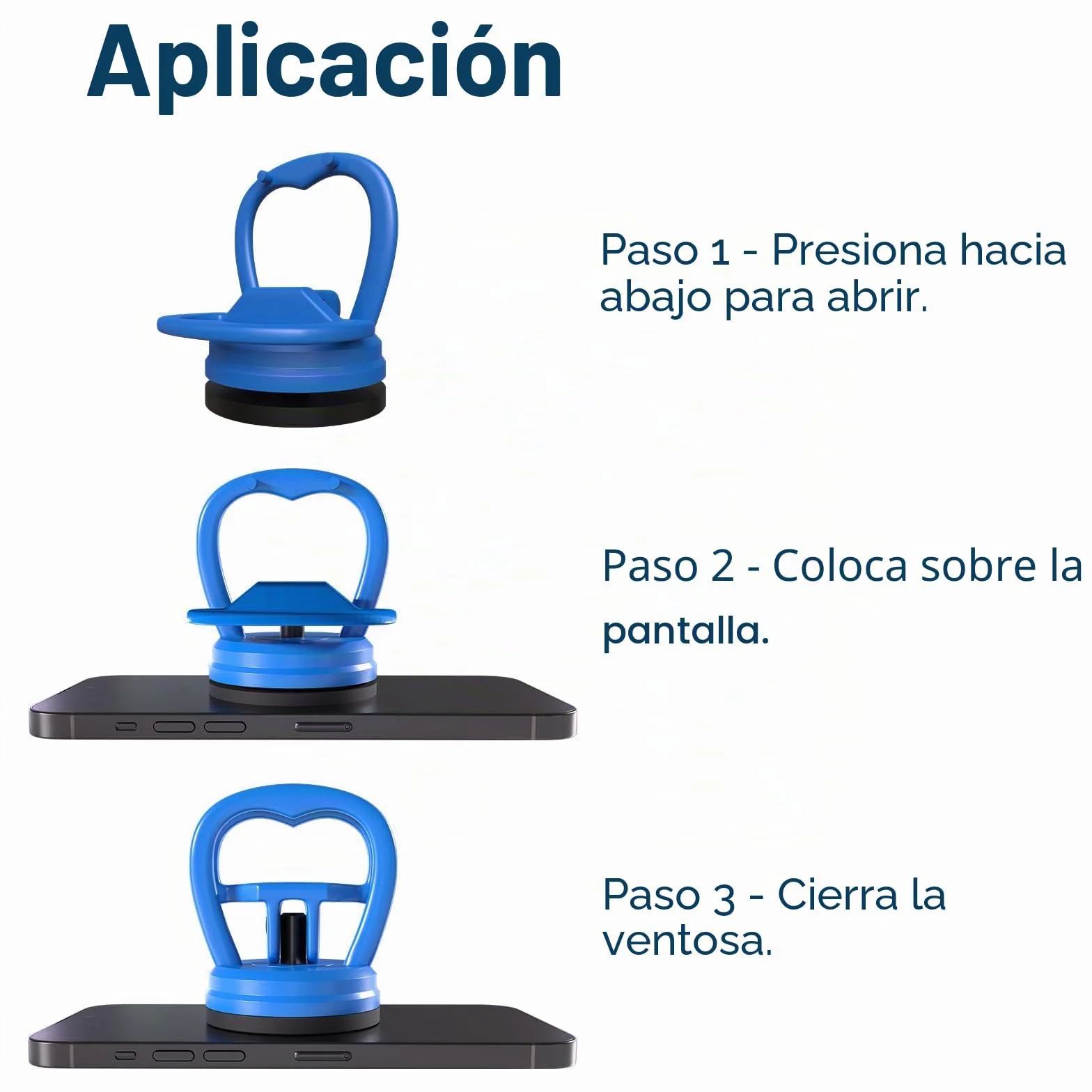 MMOBIEL Ventosas 2 Piezas - Ventosa de Cristal Desabollador Herramienta Apertura Electrónicos 10 kg Gran Resistencia Azul